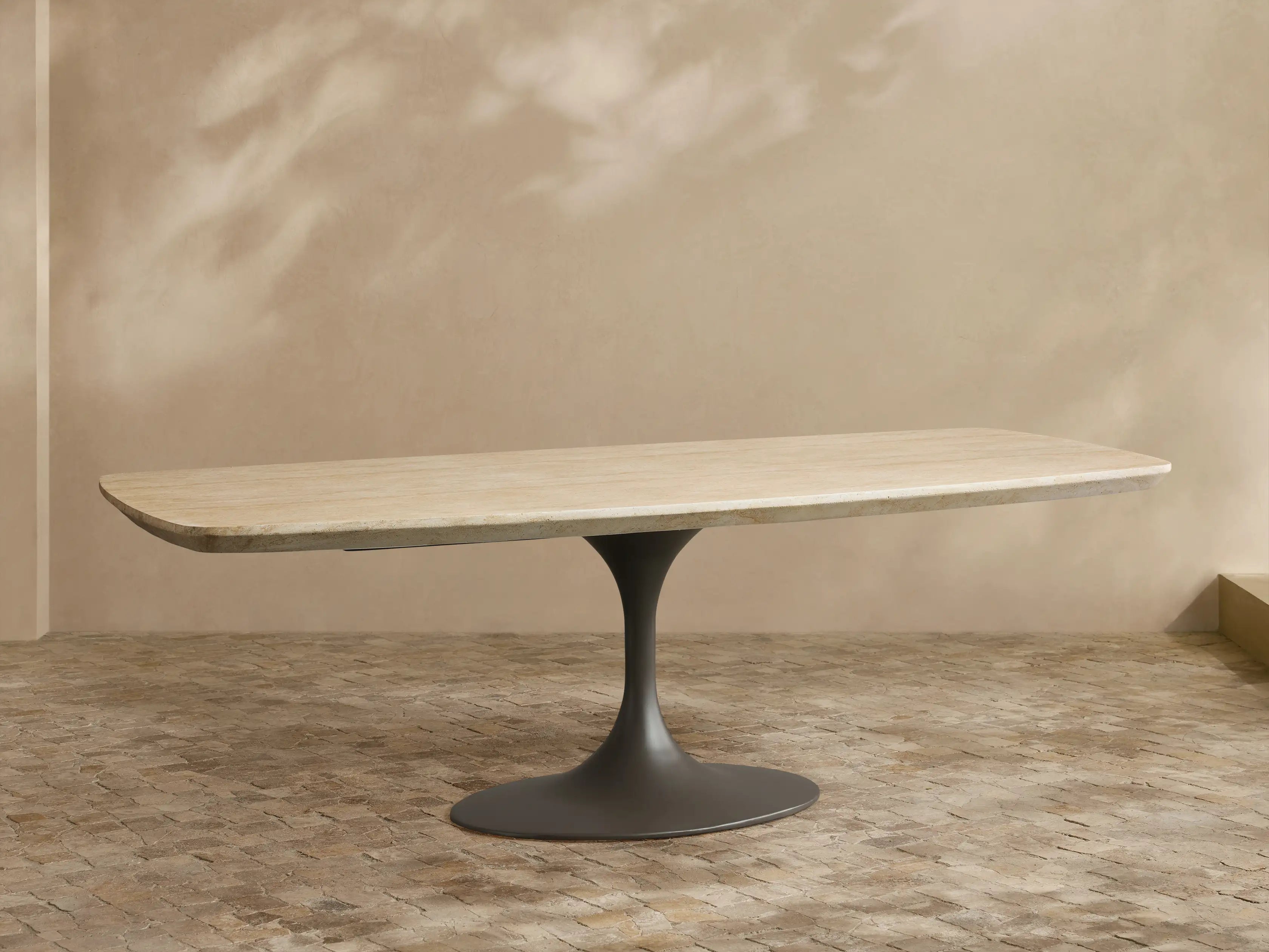 Outdoor Dining Table with Stone Top Launette Base