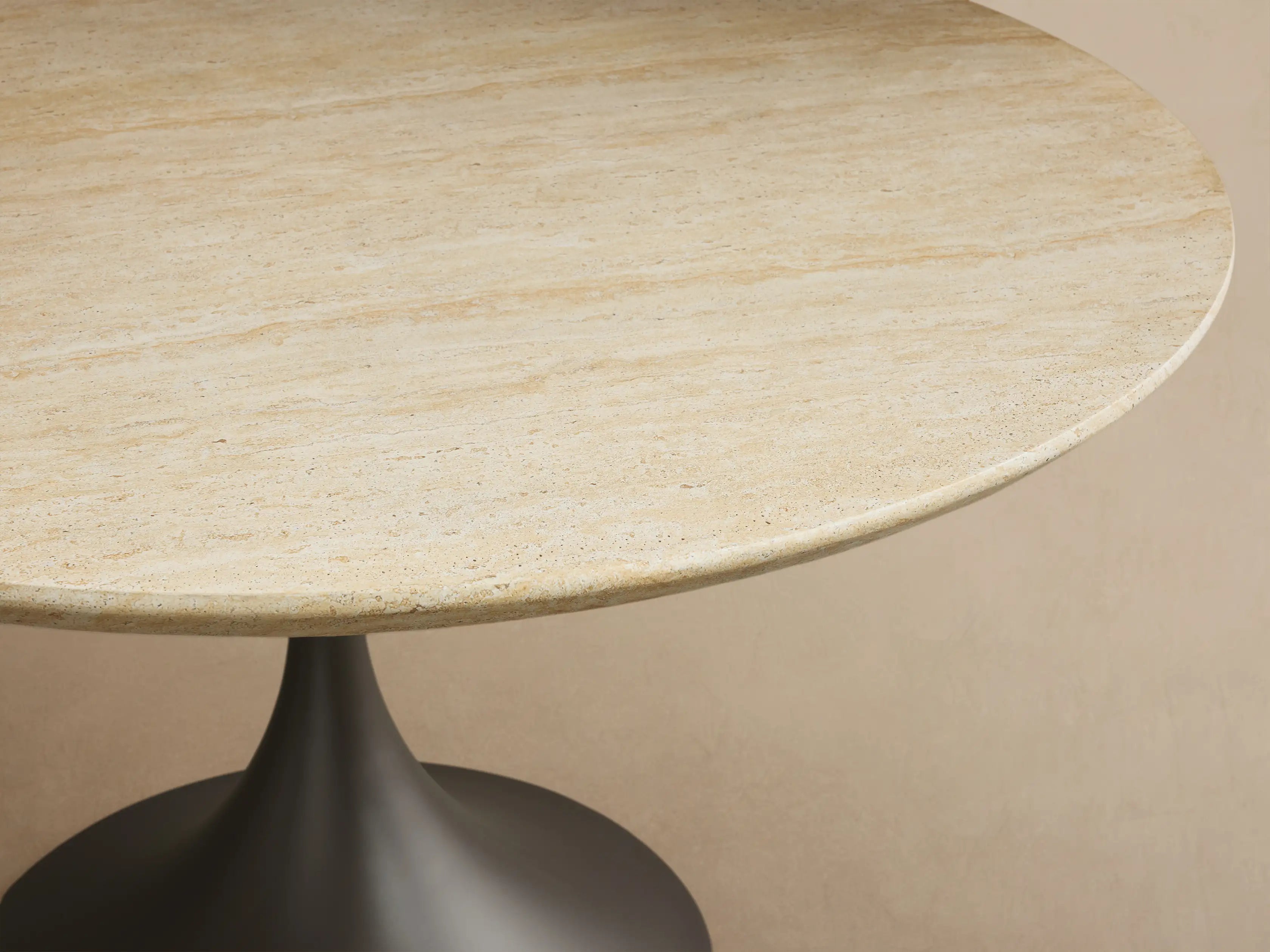 Outdoor Round Dining Table with Stone Top Launette Base