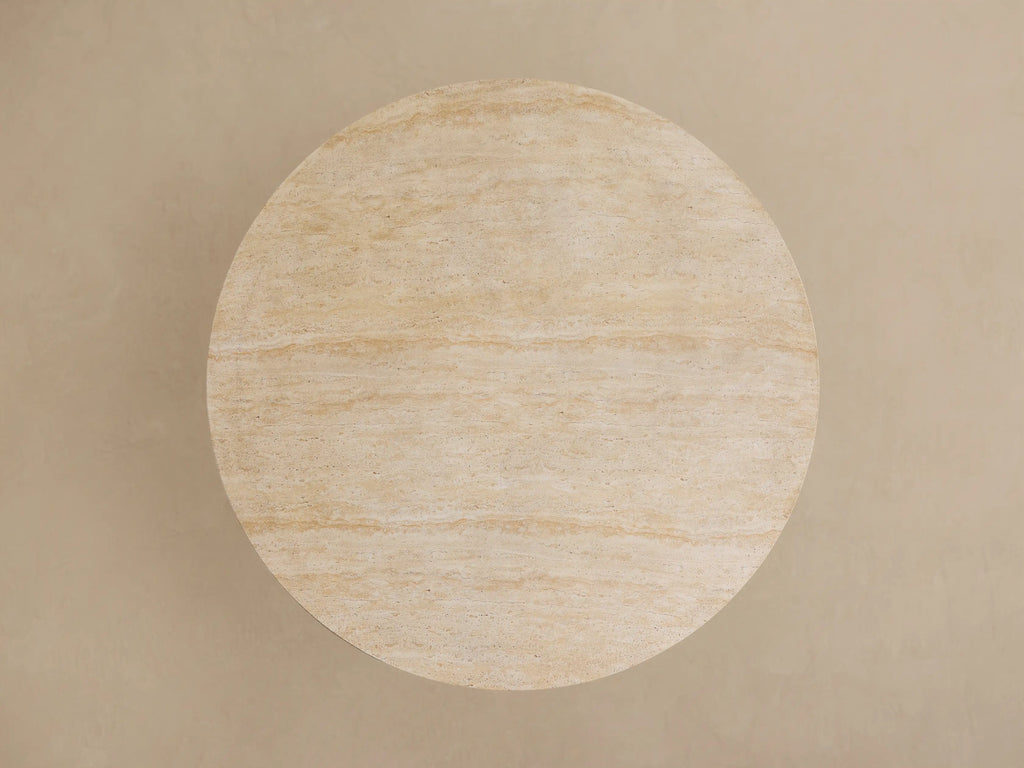 Outdoor Round Dining Table with Stone Top Launette Base