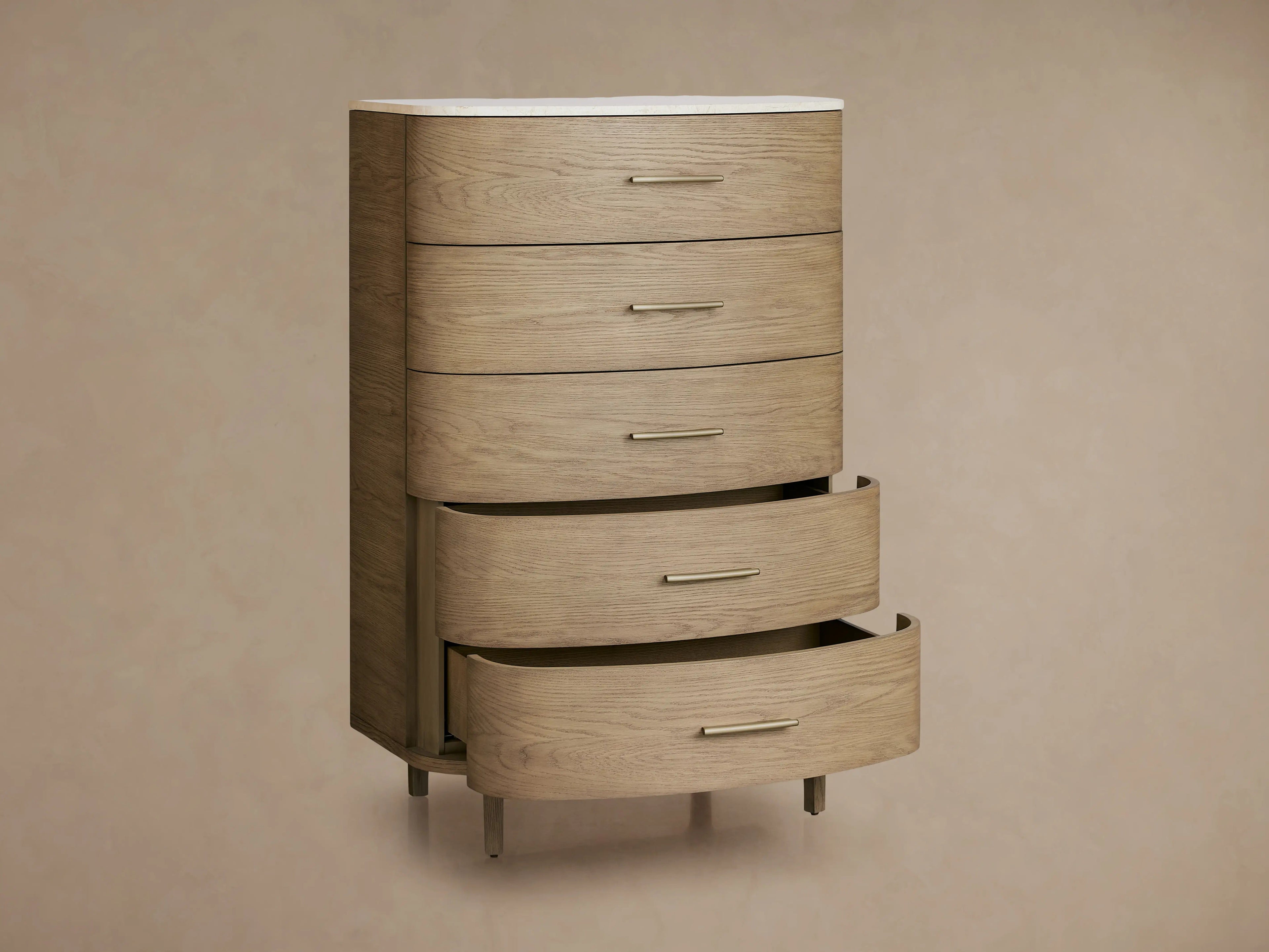 Danny Five-Drawer Dresser with Marble Top and Soft-Close Drawers
