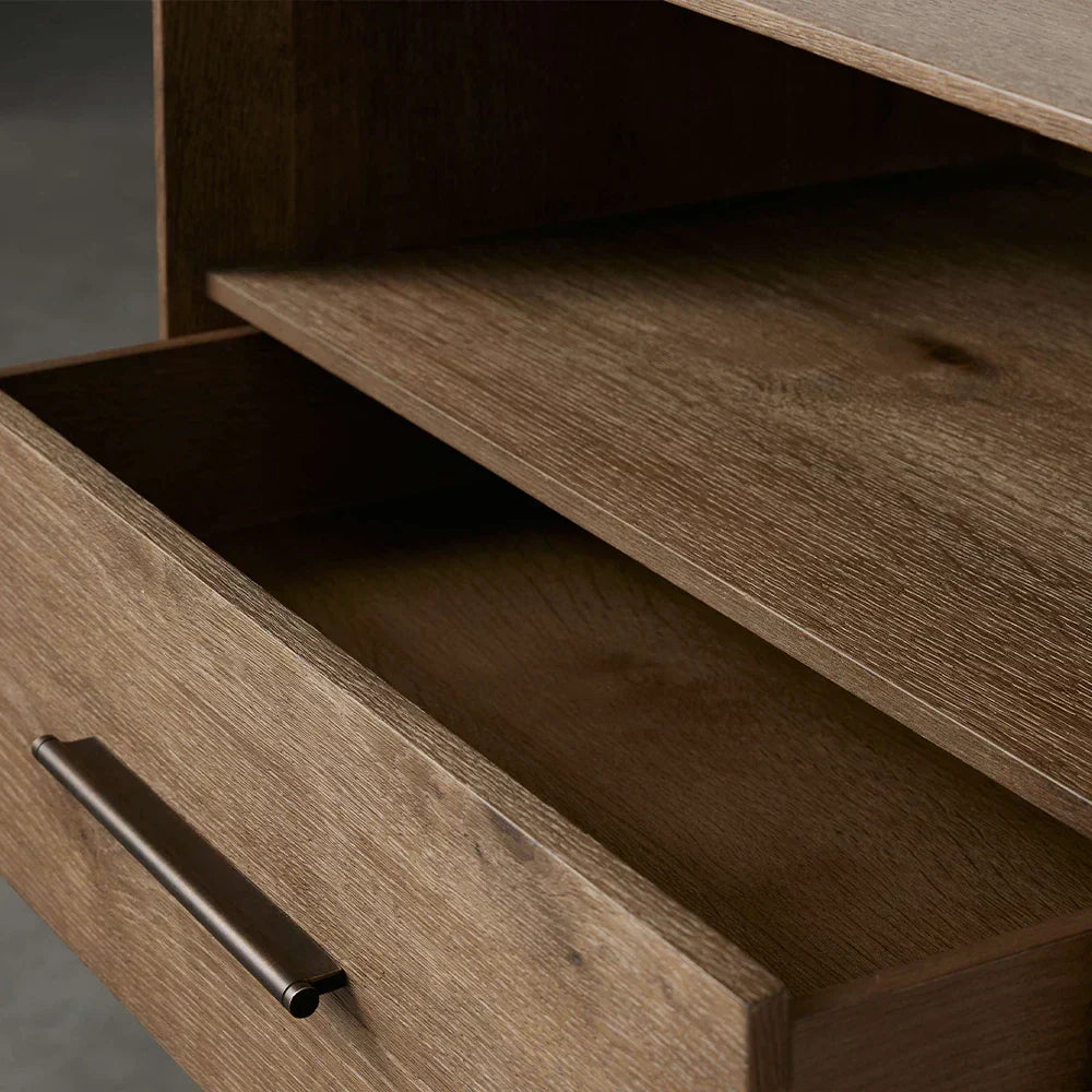 Felton Open Nightstand Oak Bedside Cabinet with Drawer & Shelf
