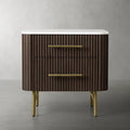 Finnley Closed Nightstand Marble Double Drawers Chest Bedside Table