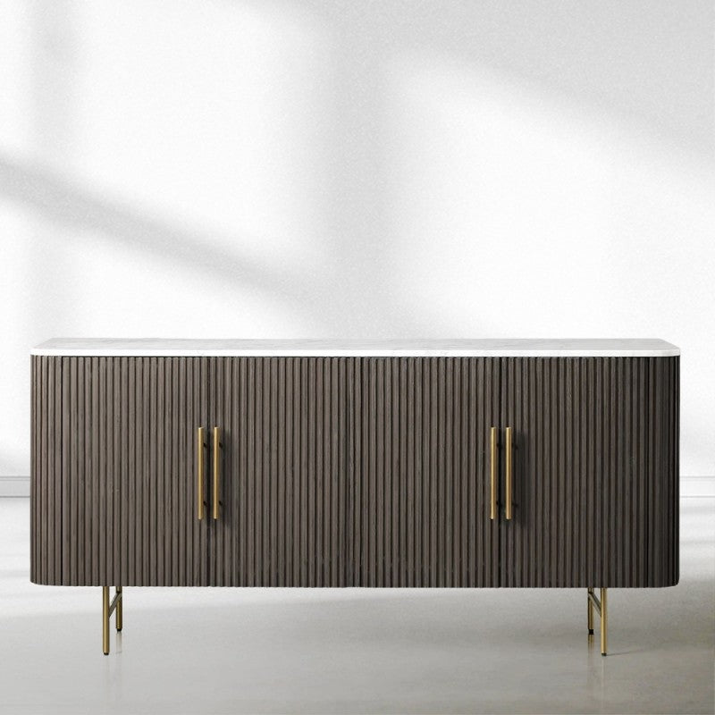 Finnley Wood Sideboard Marble Countertop Buffet Storage Cabinet Rural Entryways Cabinet