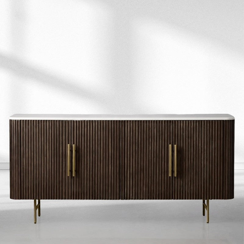 Finnley Wood Sideboard Marble Countertop Buffet Storage Cabinet Rural Entryways Cabinet