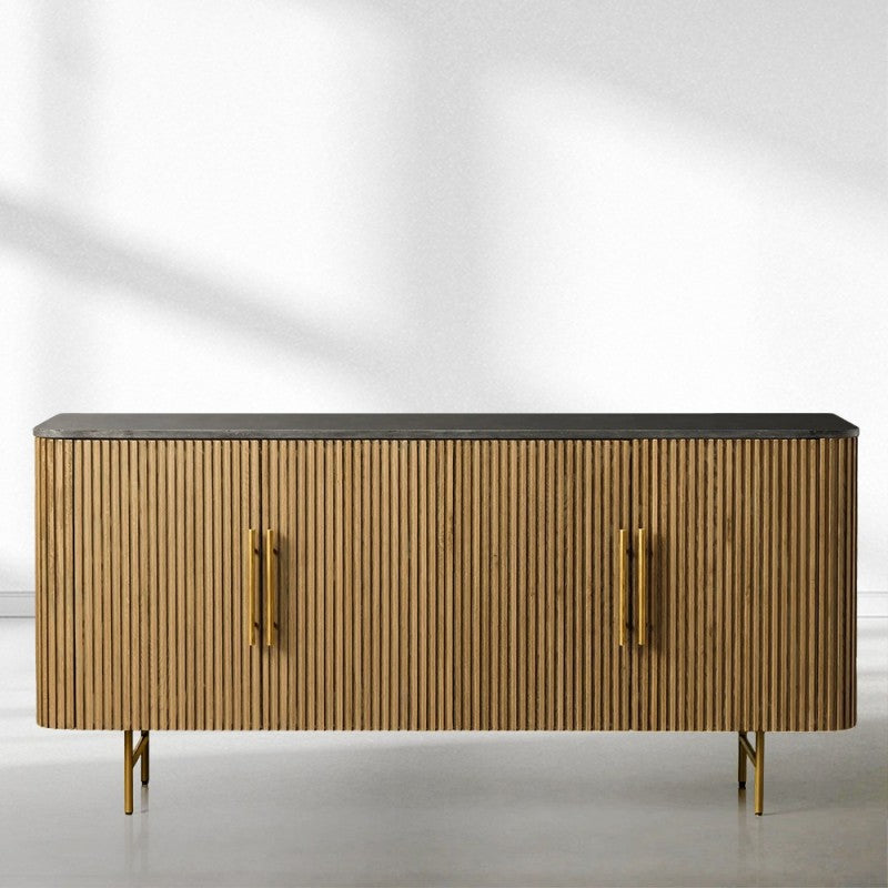 Finnley Wood Sideboard Marble Countertop Buffet Storage Cabinet Rural Entryways Cabinet