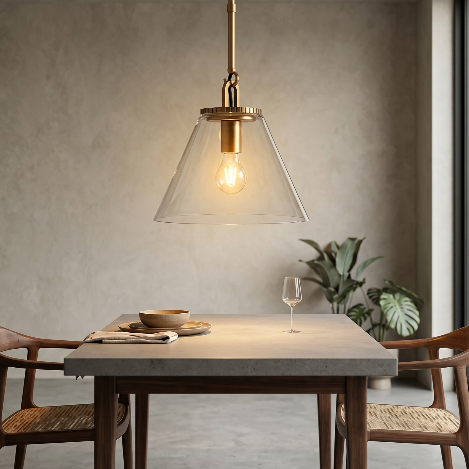 Cone Glass Rod Pendant Light