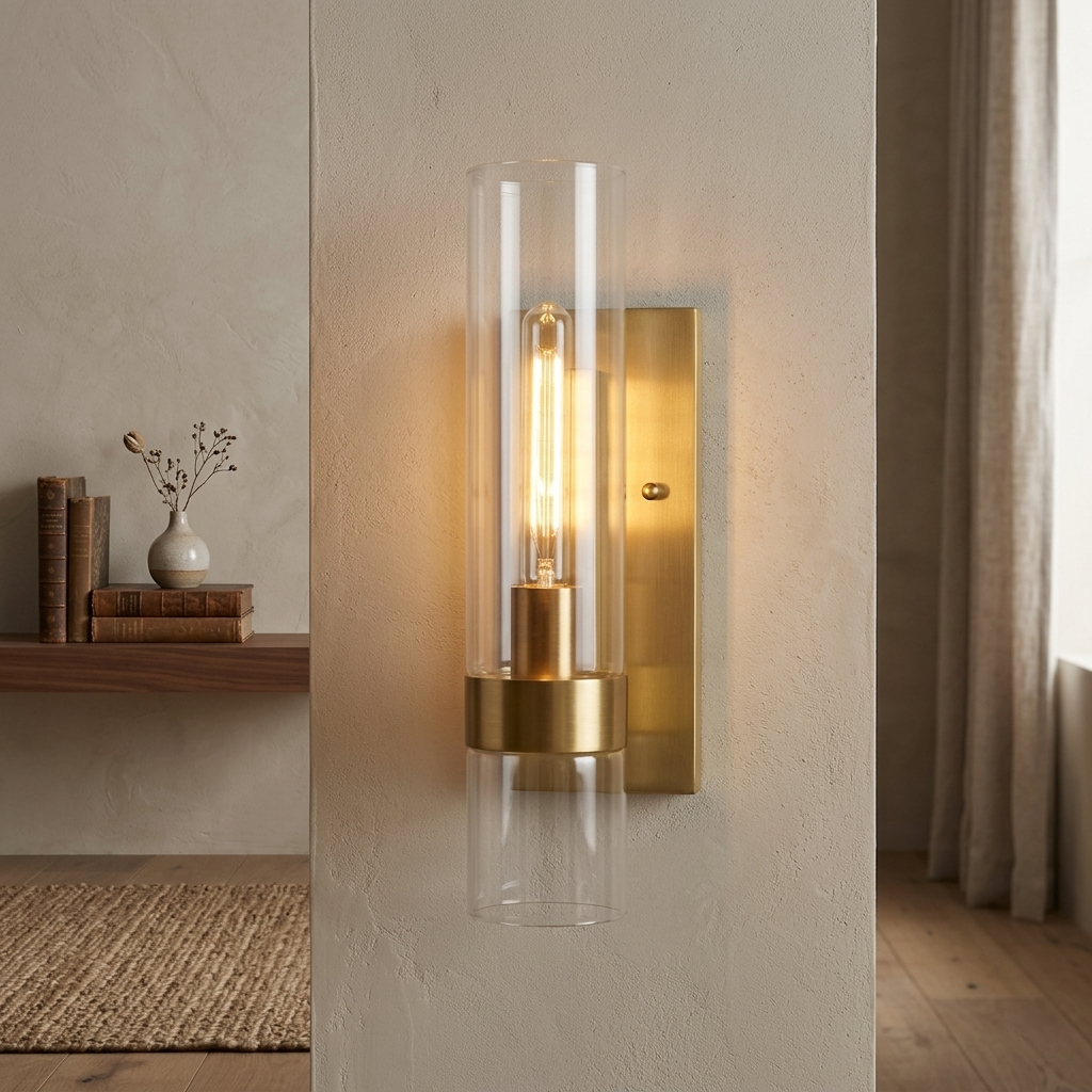 Armature Cylinder Clear Glass Wall Sconce - Single Light