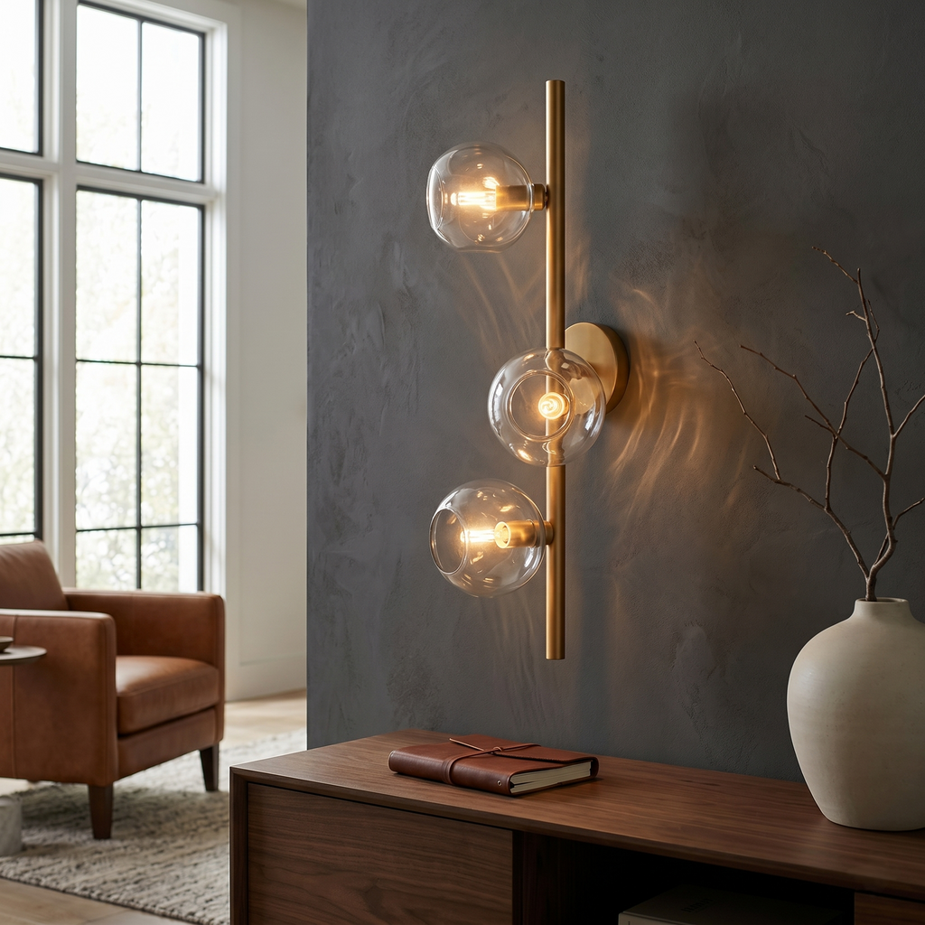 Clear Glass Orb Cascade Wall Sconce