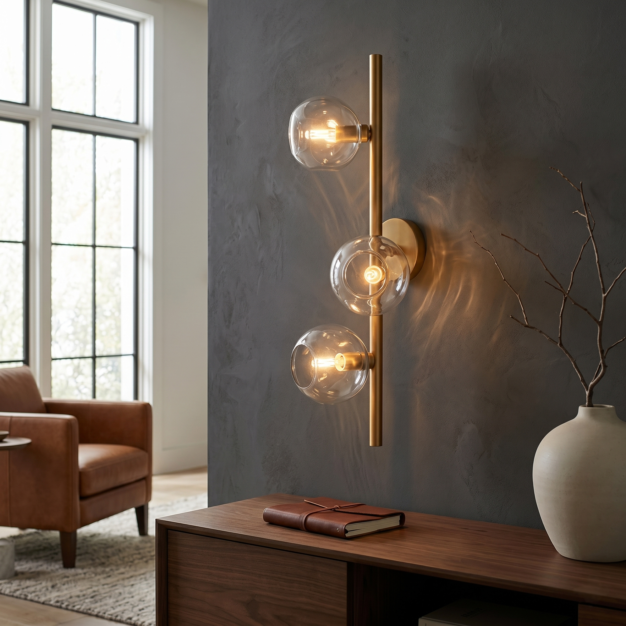 Clear Glass Orb Cascade Wall Sconce