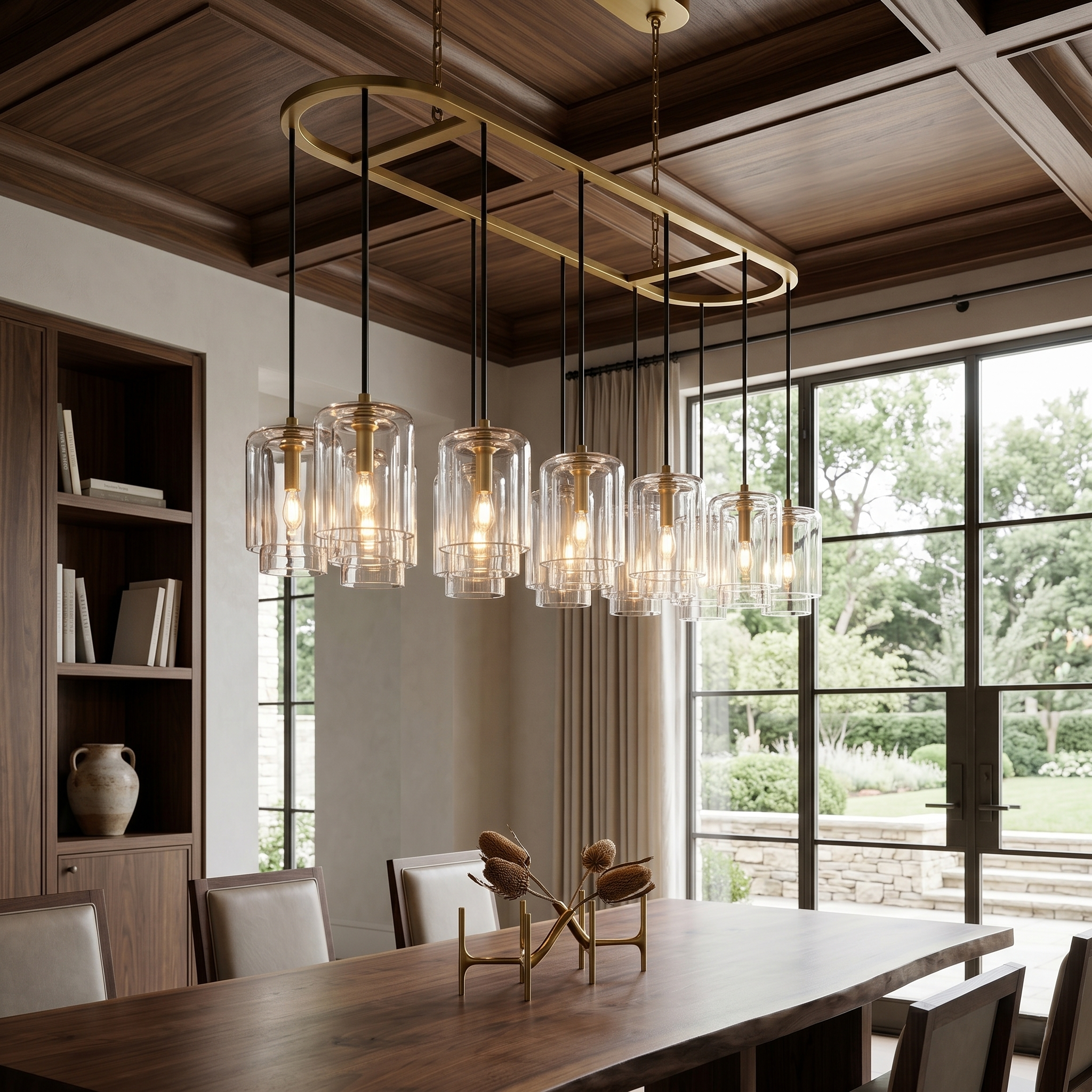 Double-Stacked Clear Glass Linear Chandelier