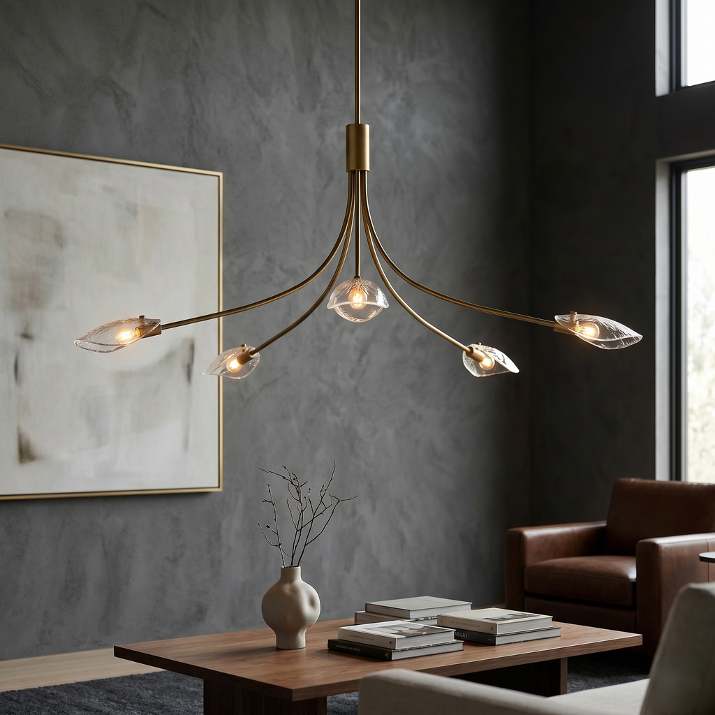 Sculpted Clear Glass Round Chandelier