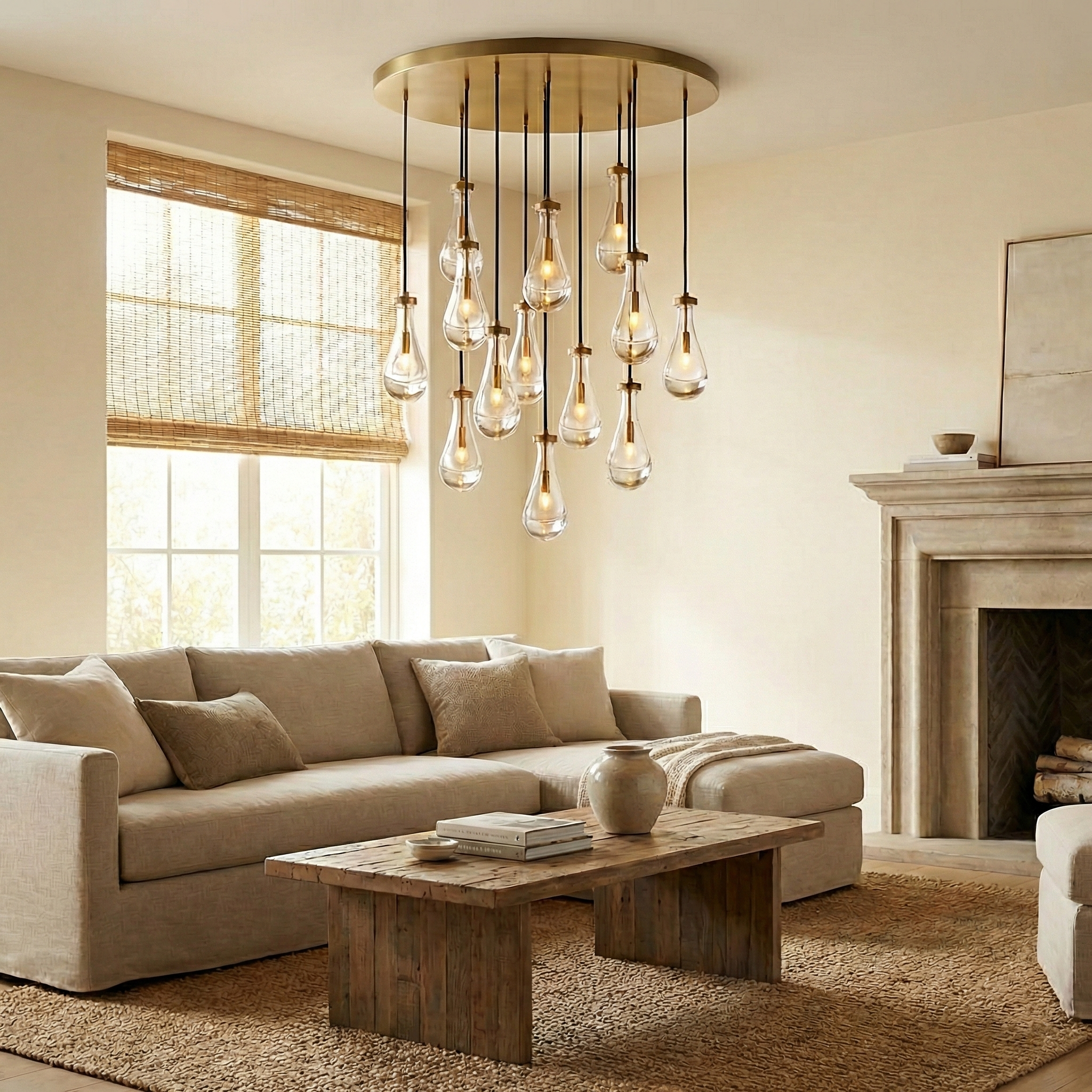 Raindrop Glass Round Chandelier