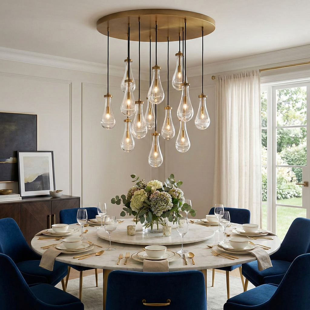 Raindrop Glass Round Chandelier