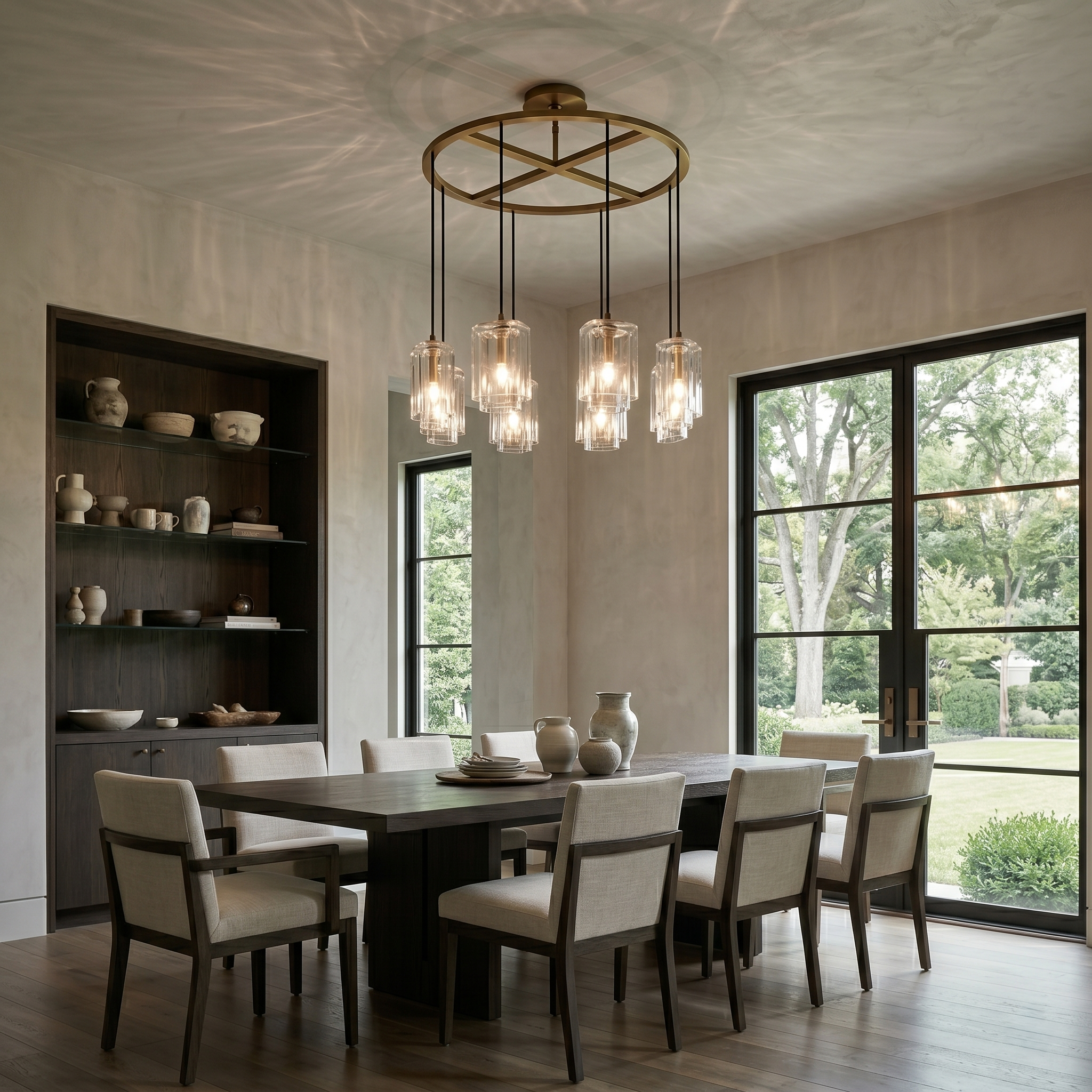 Double-Stacked Clear Glass Round Chandelier
