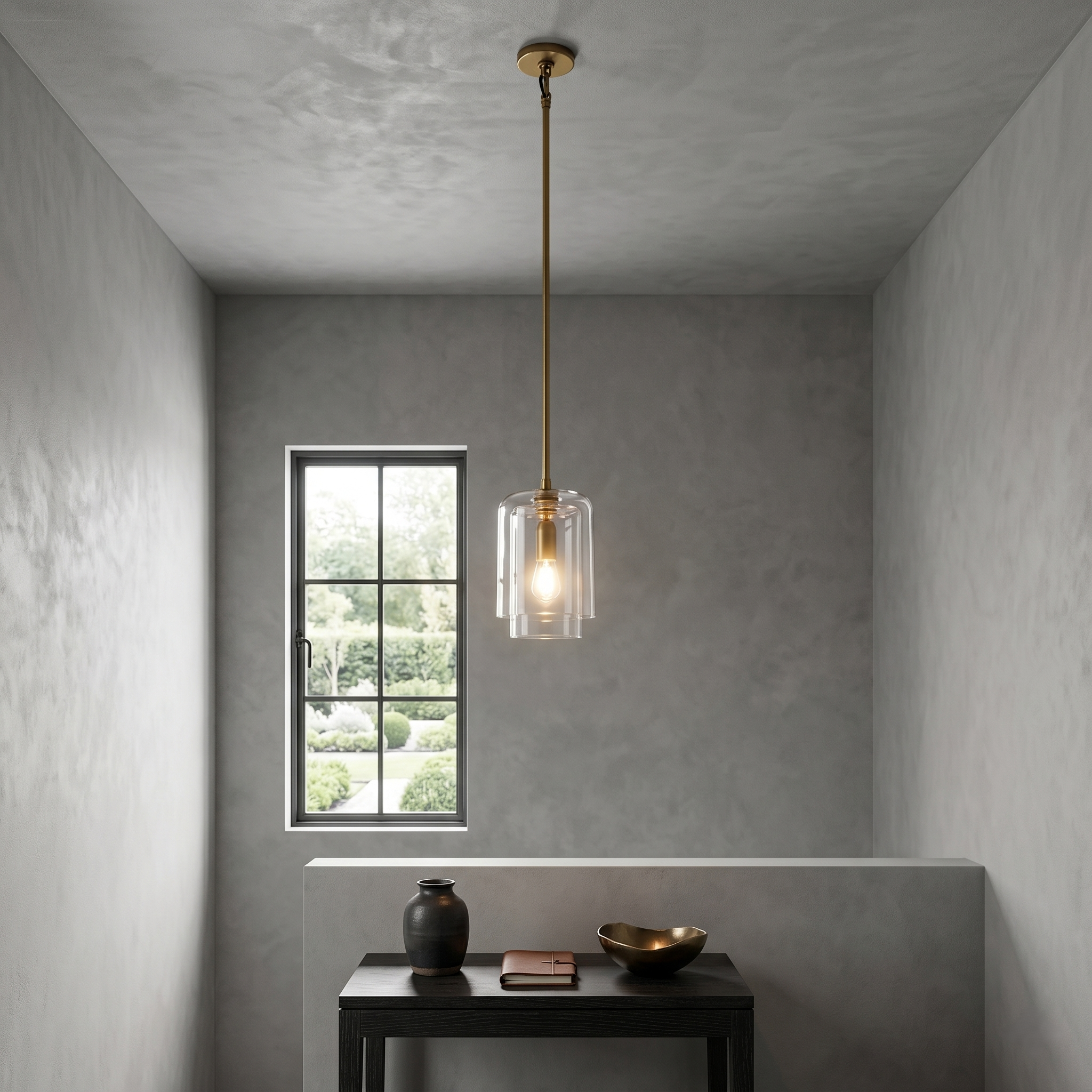 Double-Stacked Clear Glass Pendant Light