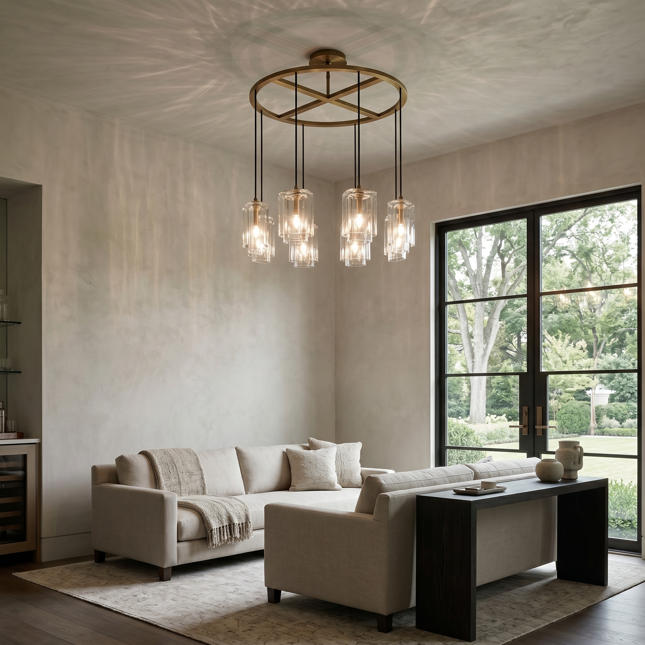 Double-Stacked Clear Glass Round Chandelier