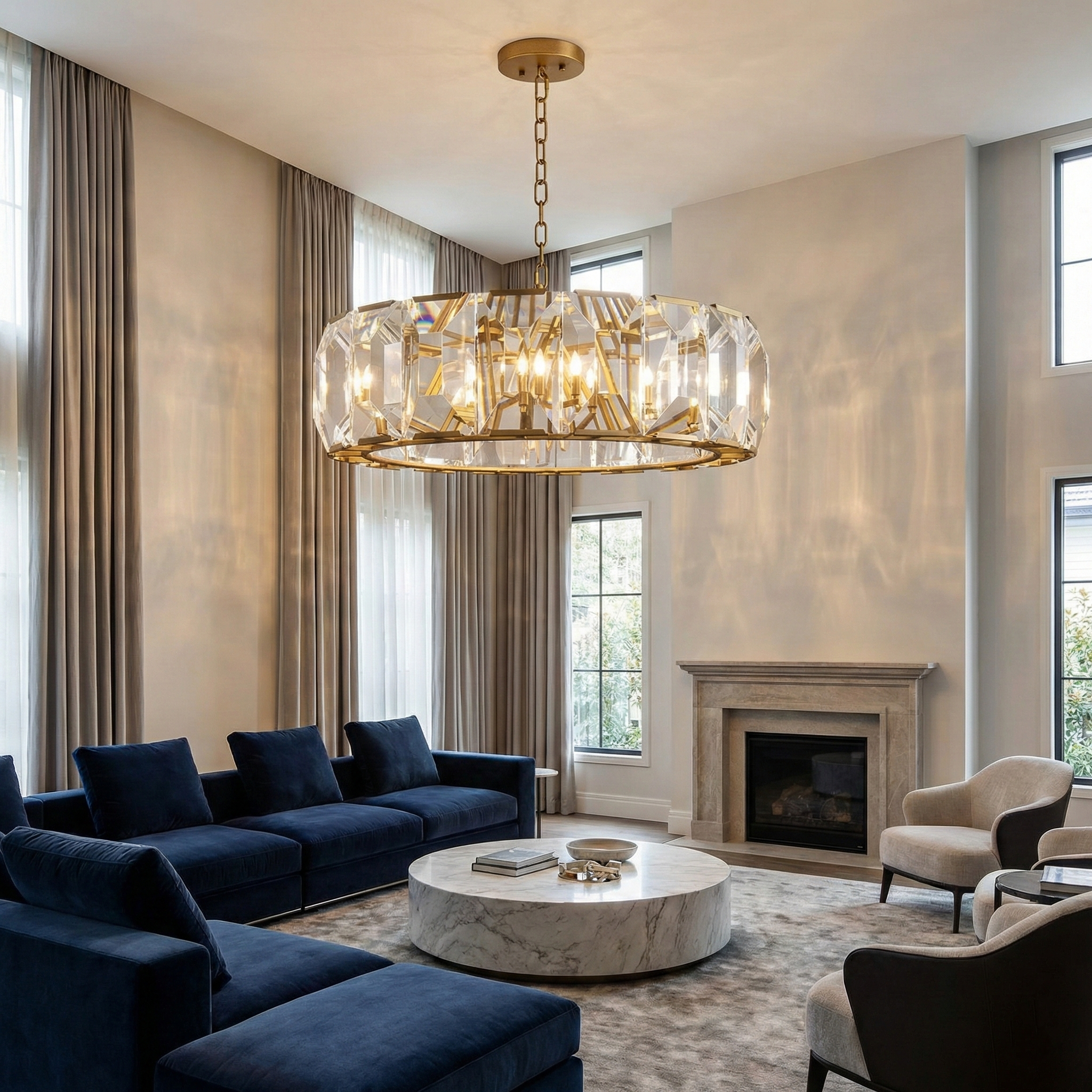 Transitional Crystal Round Chandelier