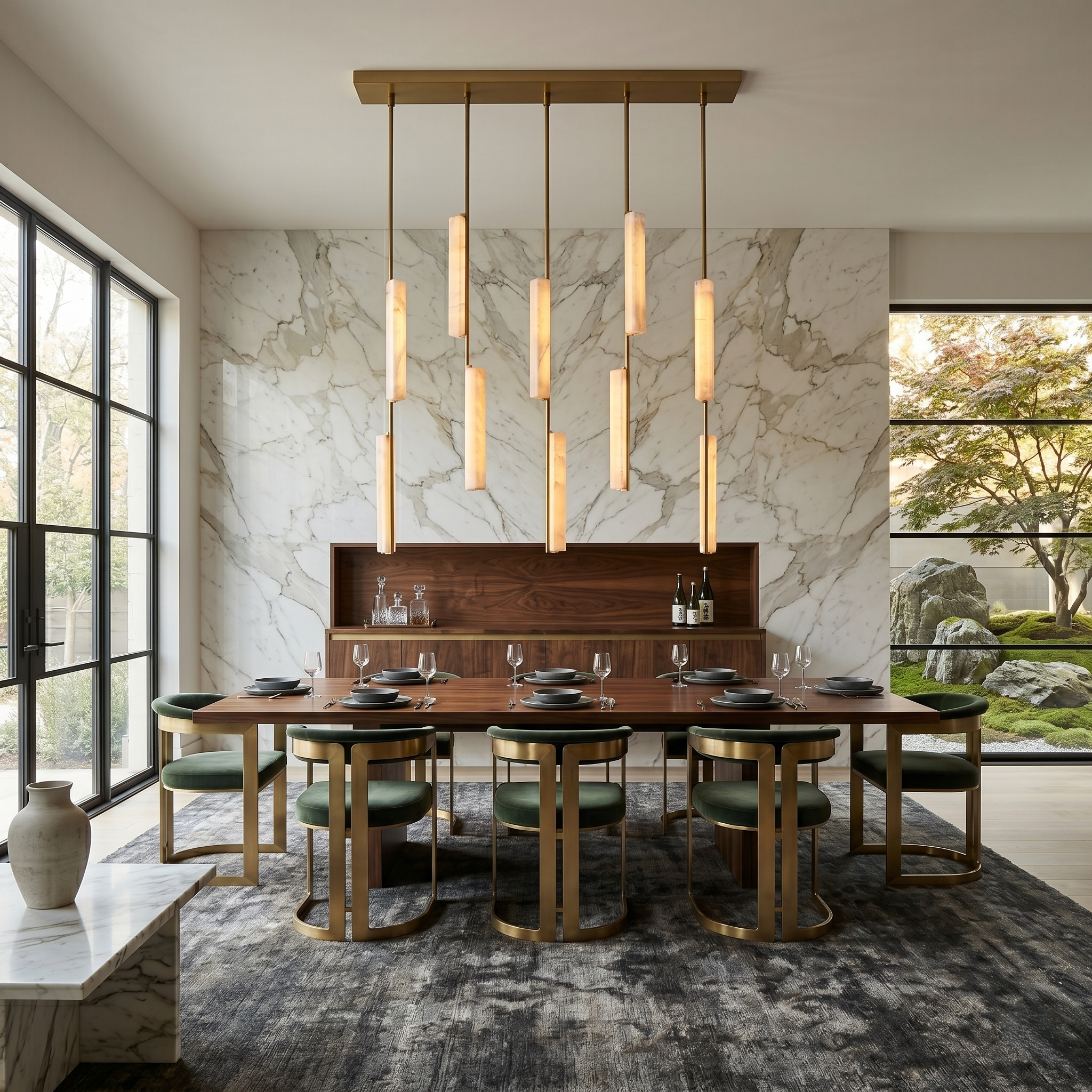 Alabaster Prism Linear Chandelier
