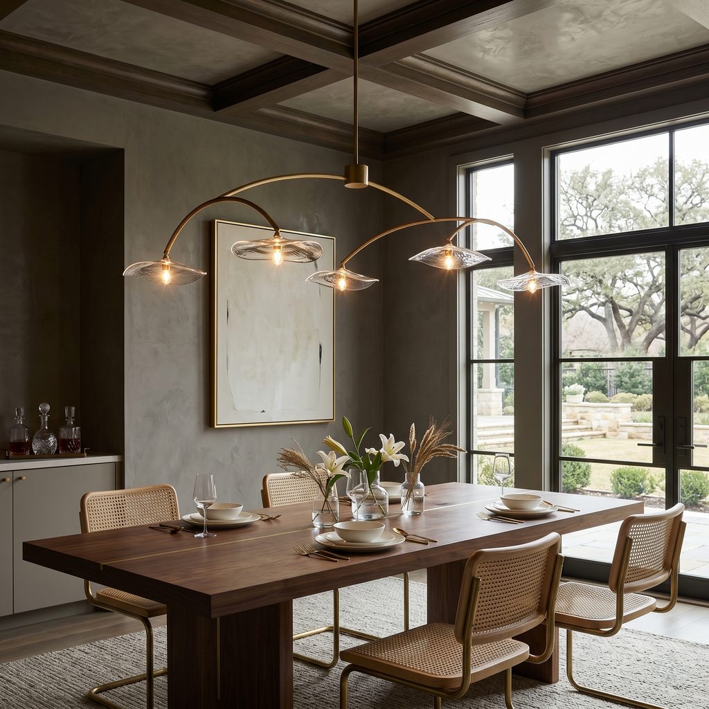 Clear Glass Petal Linear Chandelier