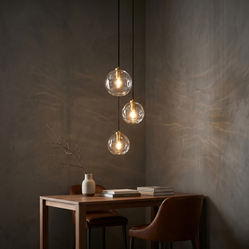 Clear Glass Orb Cascade Pendant Light