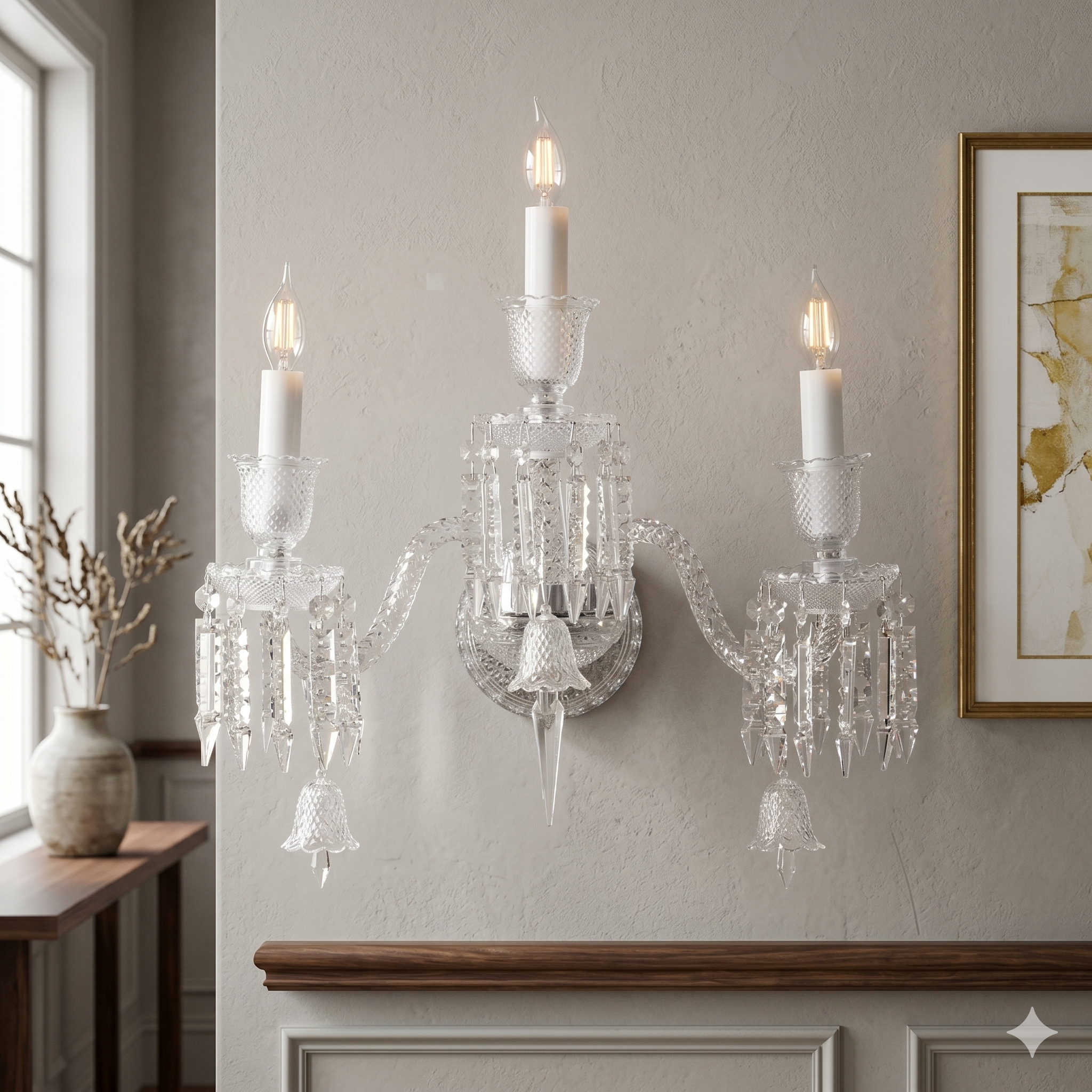 Zenith Antoinette 3-Light Clear Crystal Wall Light Sconce