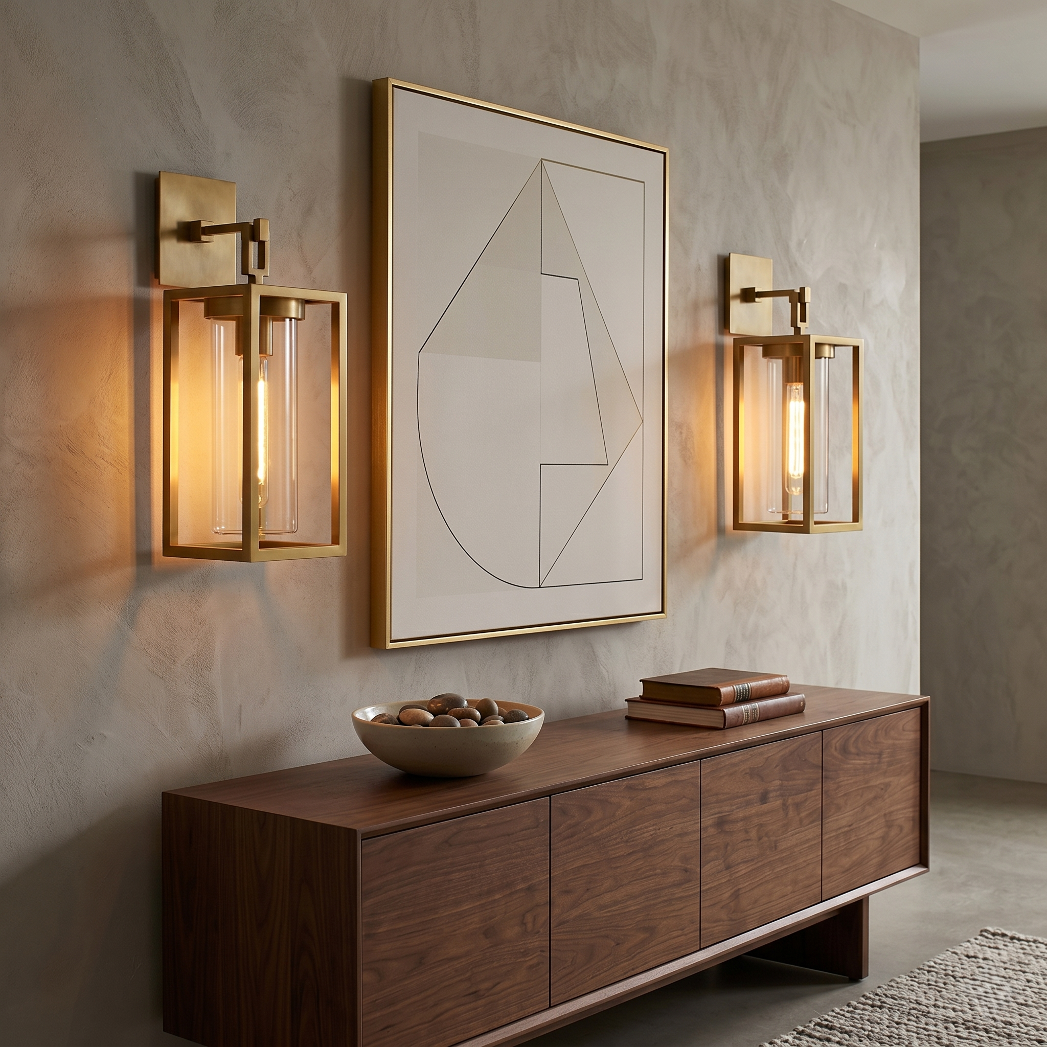 Refined Geometric Square Wall Sconce
