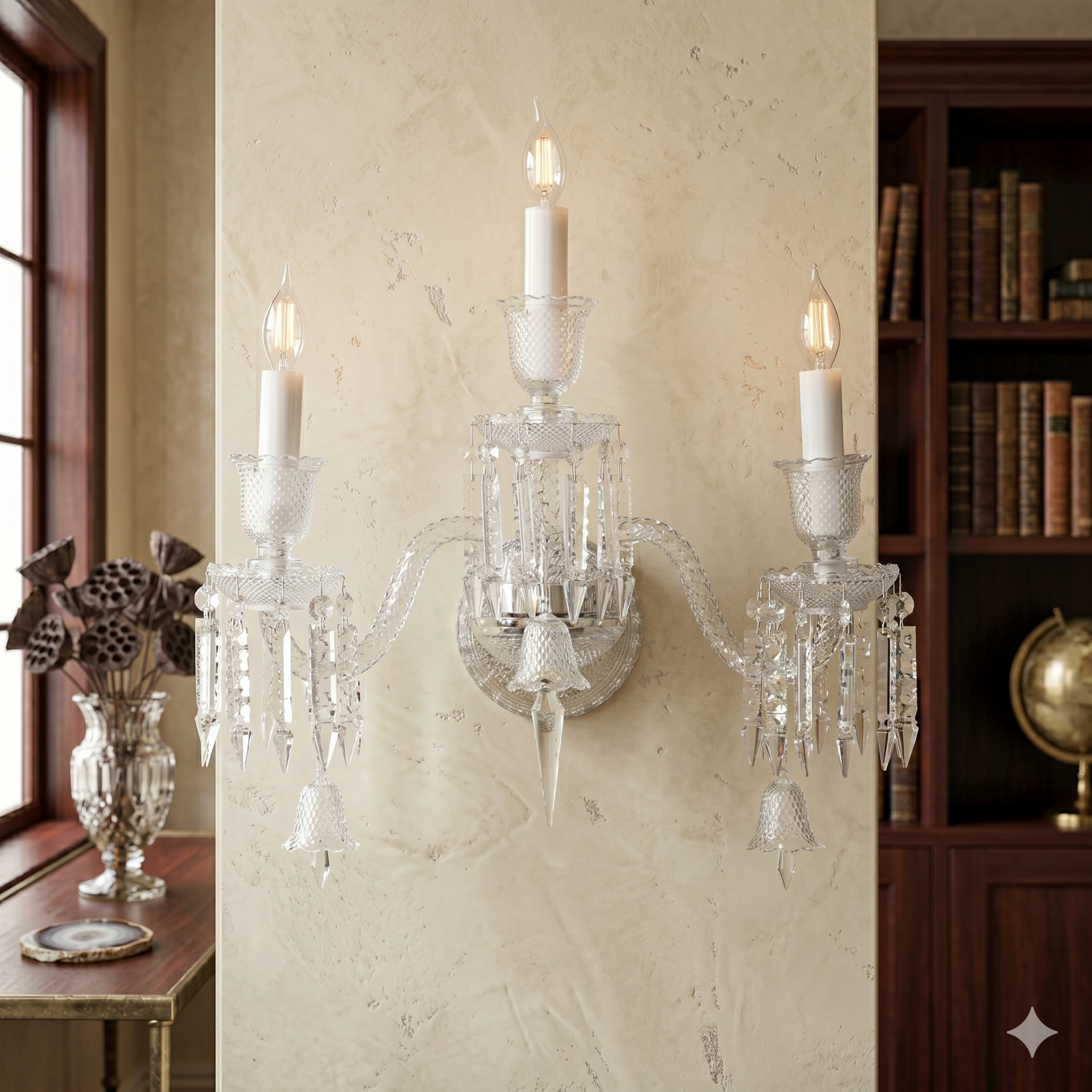 Antoinette 3-Light Clear Crystal Wall Light Sconce