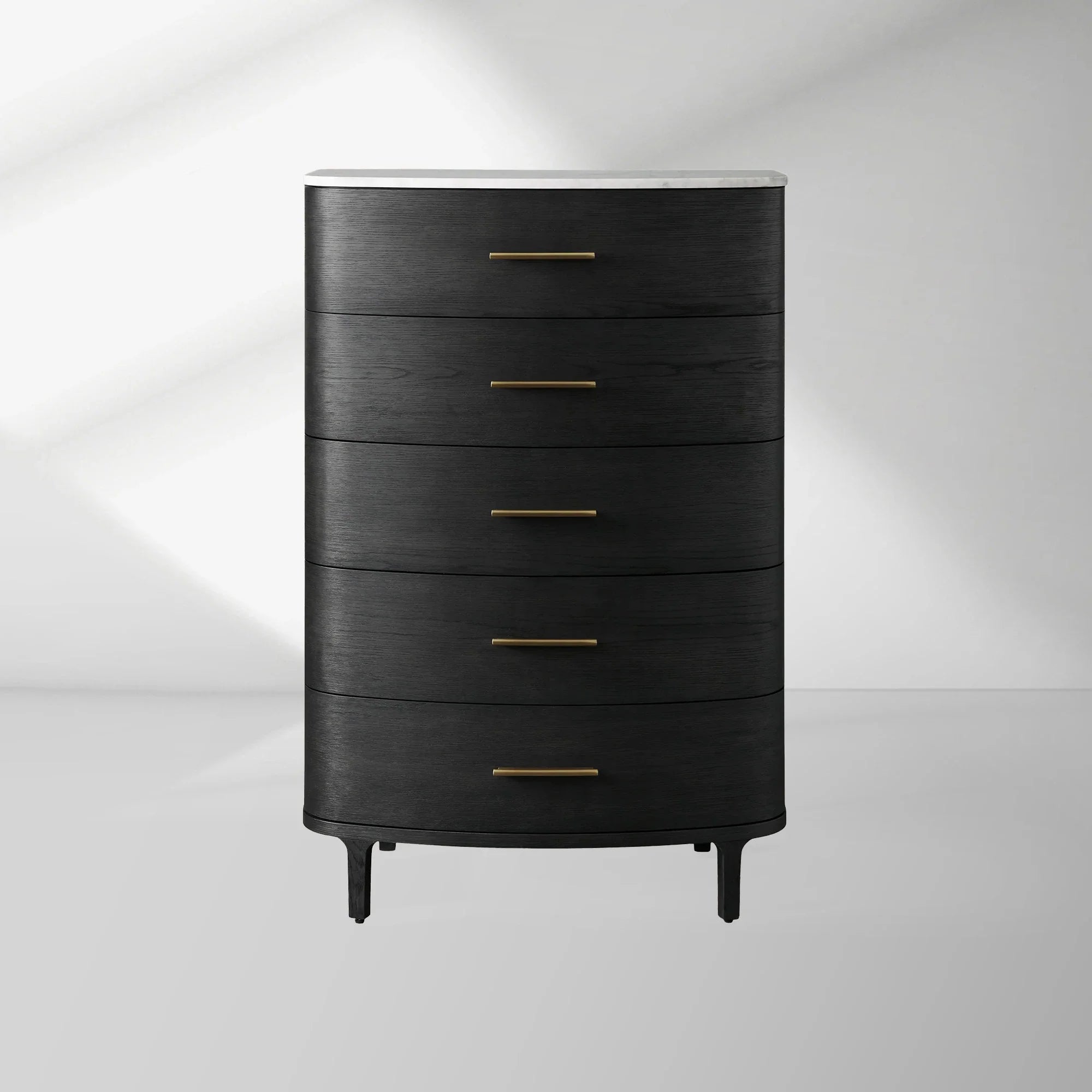 Danny Five-Drawer Dresser with Marble Top and Soft-Close Drawers