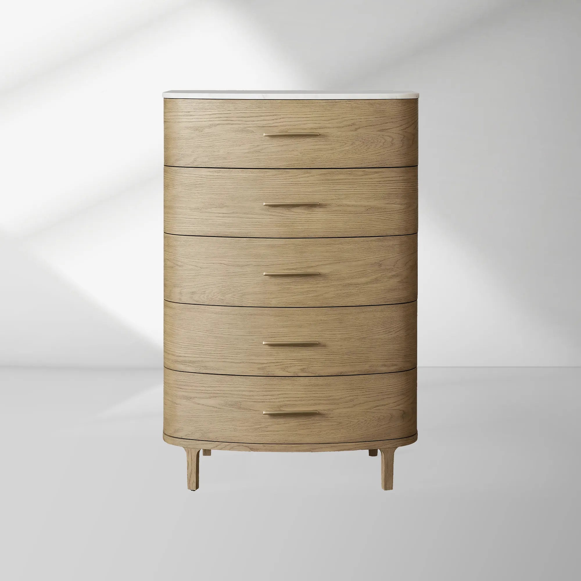 Danny Five-Drawer Dresser with Marble Top and Soft-Close Drawers