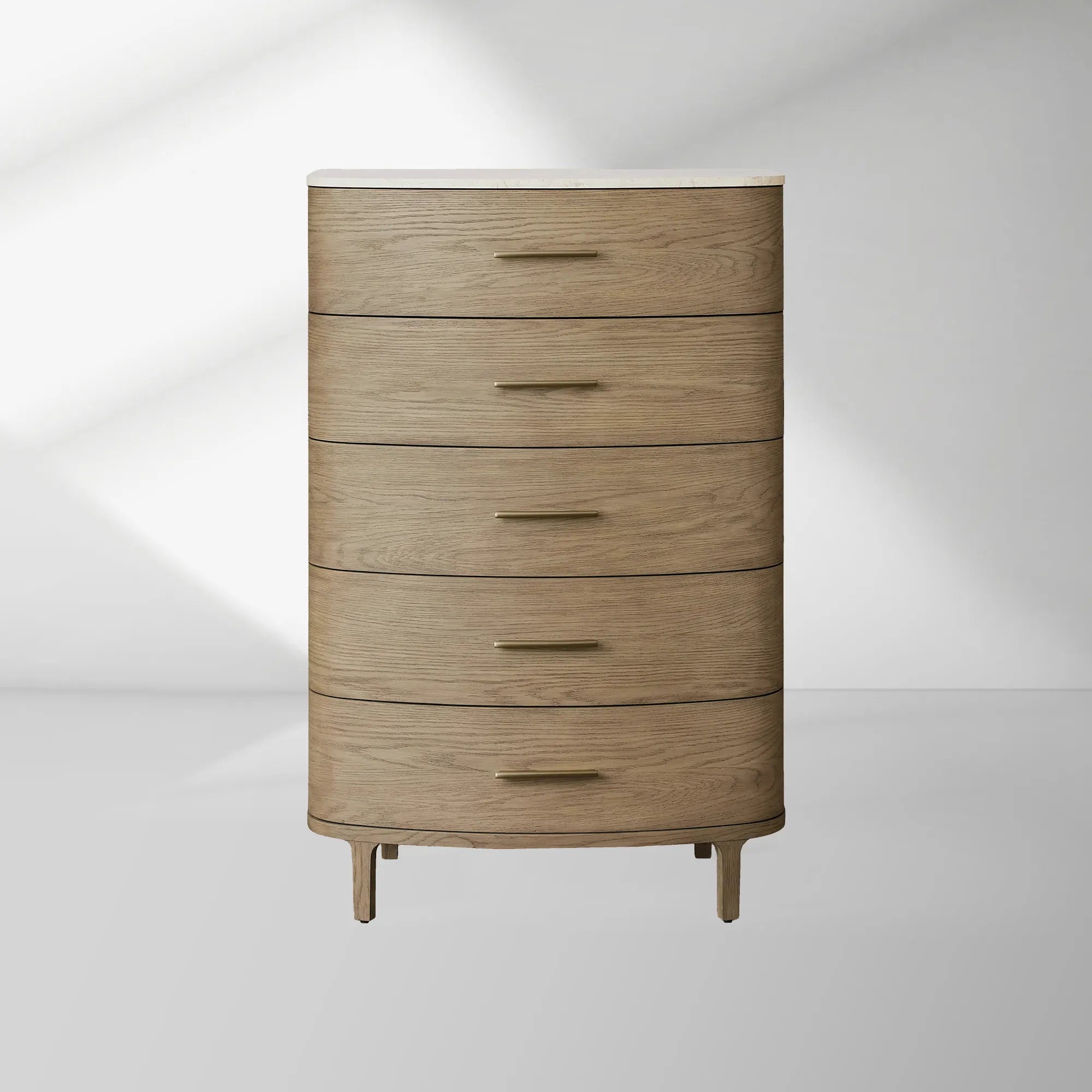 Danny Five-Drawer Dresser with Marble Top and Soft-Close Drawers