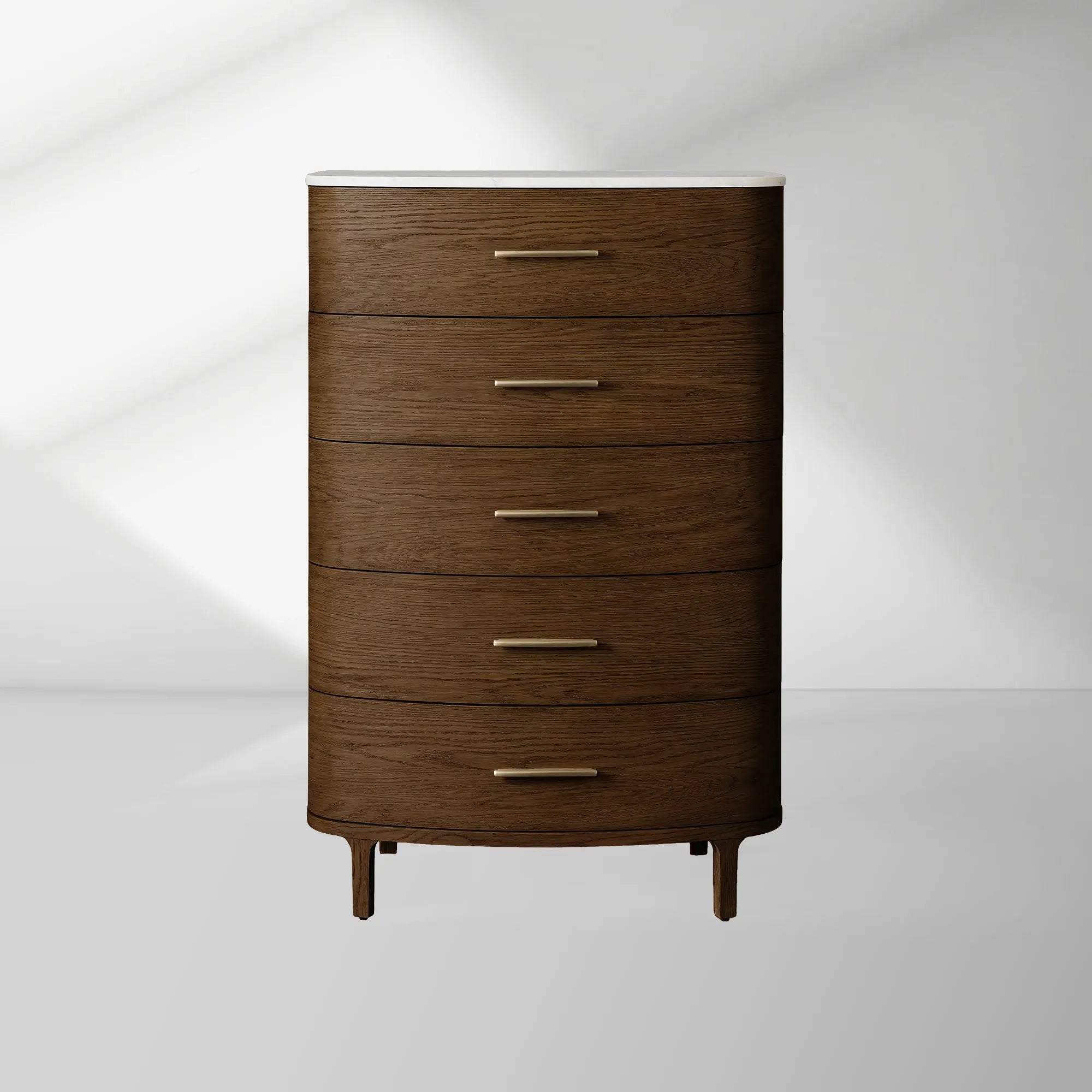 Danny Five-Drawer Dresser with Marble Top and Soft-Close Drawers