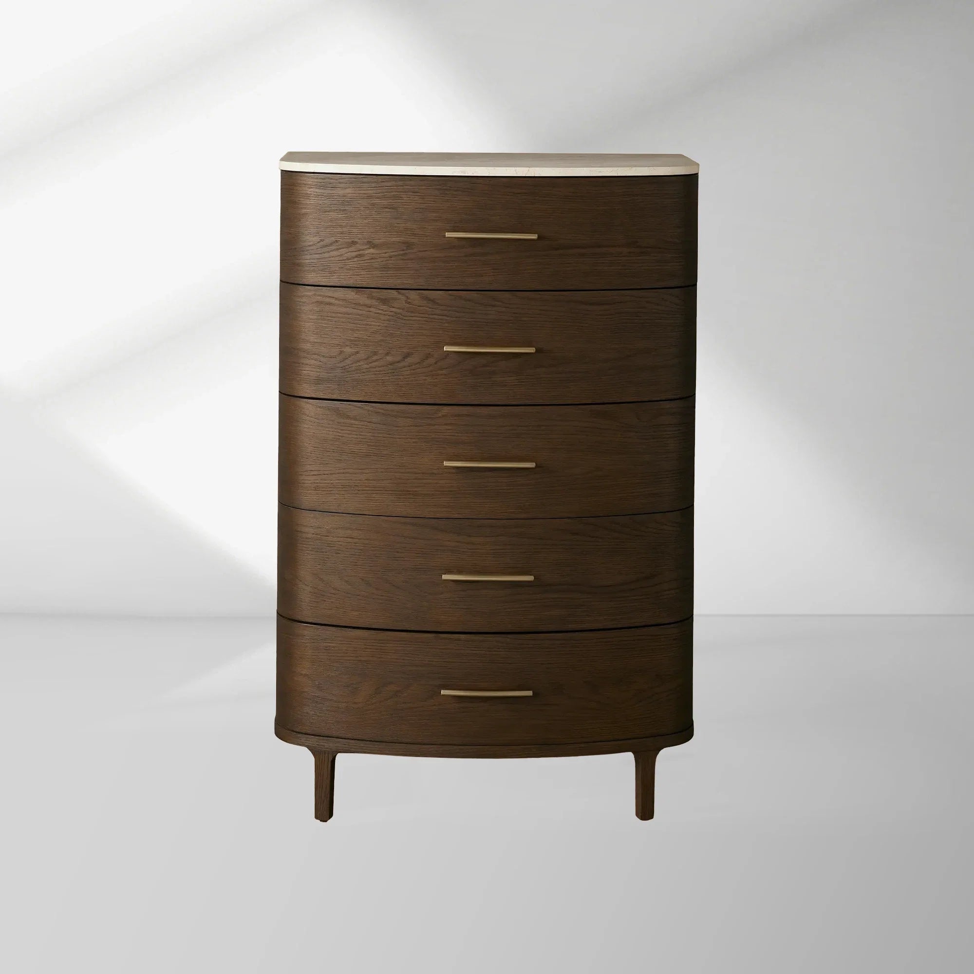 Danny Five-Drawer Dresser with Marble Top and Soft-Close Drawers