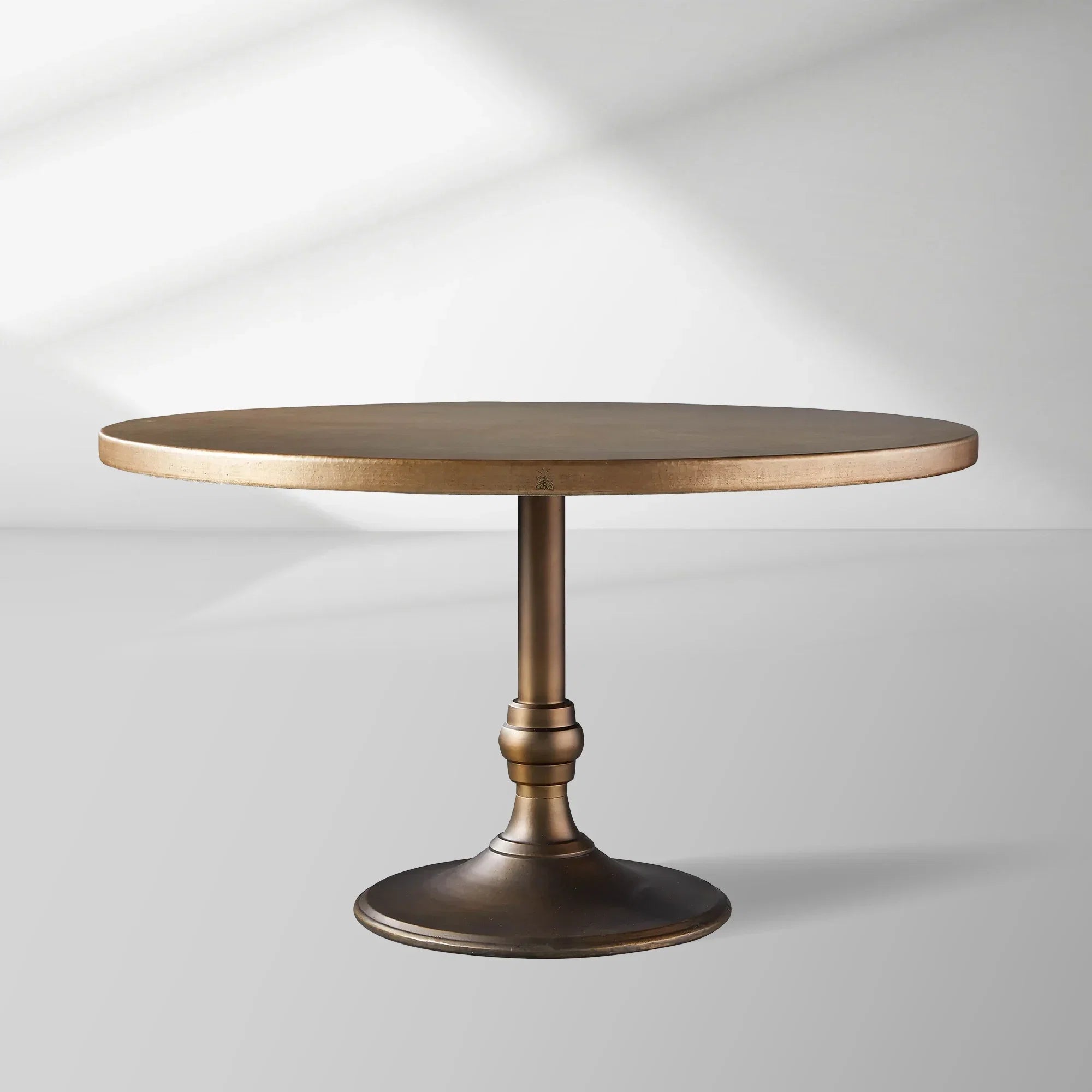 Recycled French Metal Bistro Table Black and Gold Small Dining Table with Cast Iron Wade Base