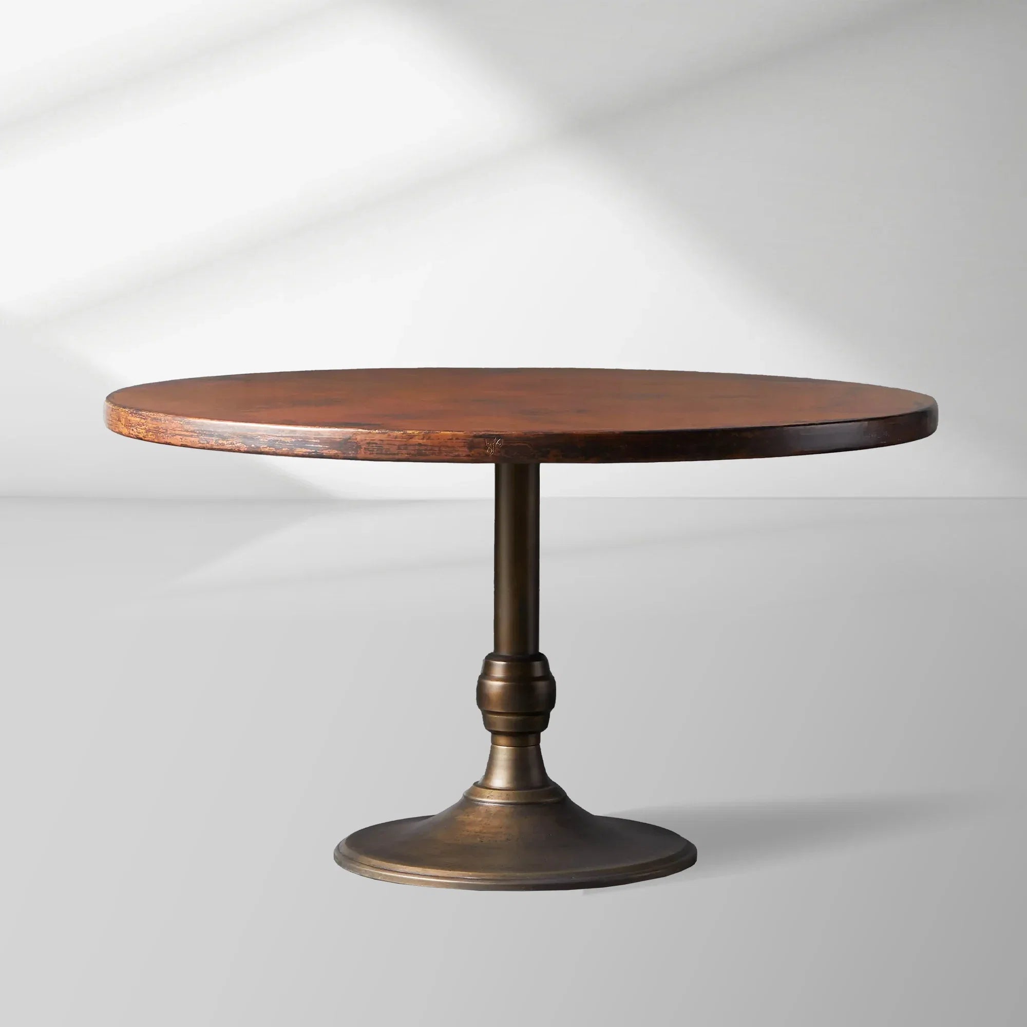 Recycled French Metal Bistro Table Black and Gold Small Dining Table with Cast Iron Wade Base