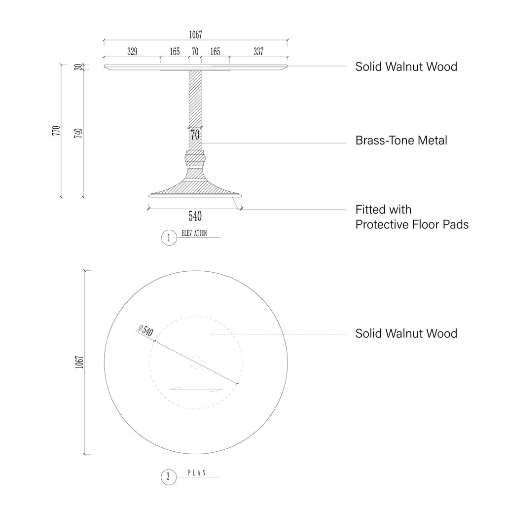 Modern Jacob Bistro Table with Wade Solid Cast Base