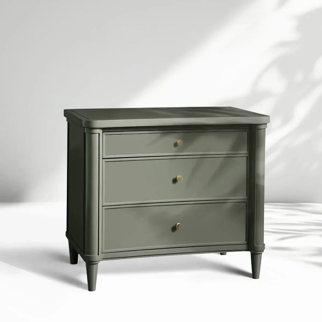 Henley Nightstand Solid Mahogany Nightside Tables With Three Drawers