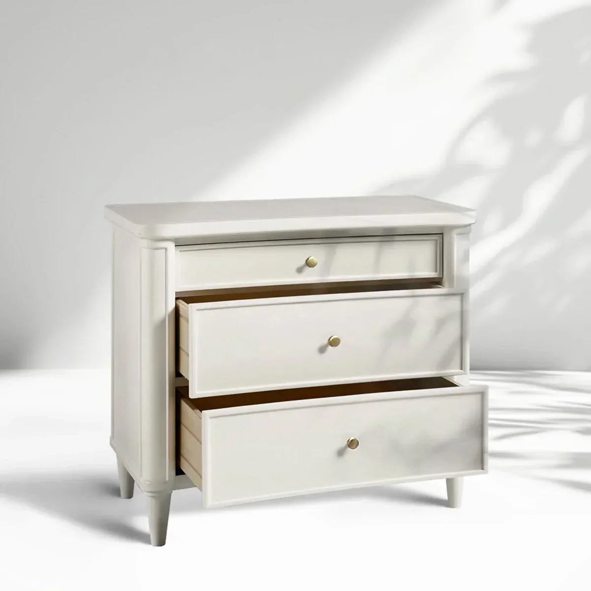 Henley Nightstand Solid Mahogany Nightside Tables With Three Drawers