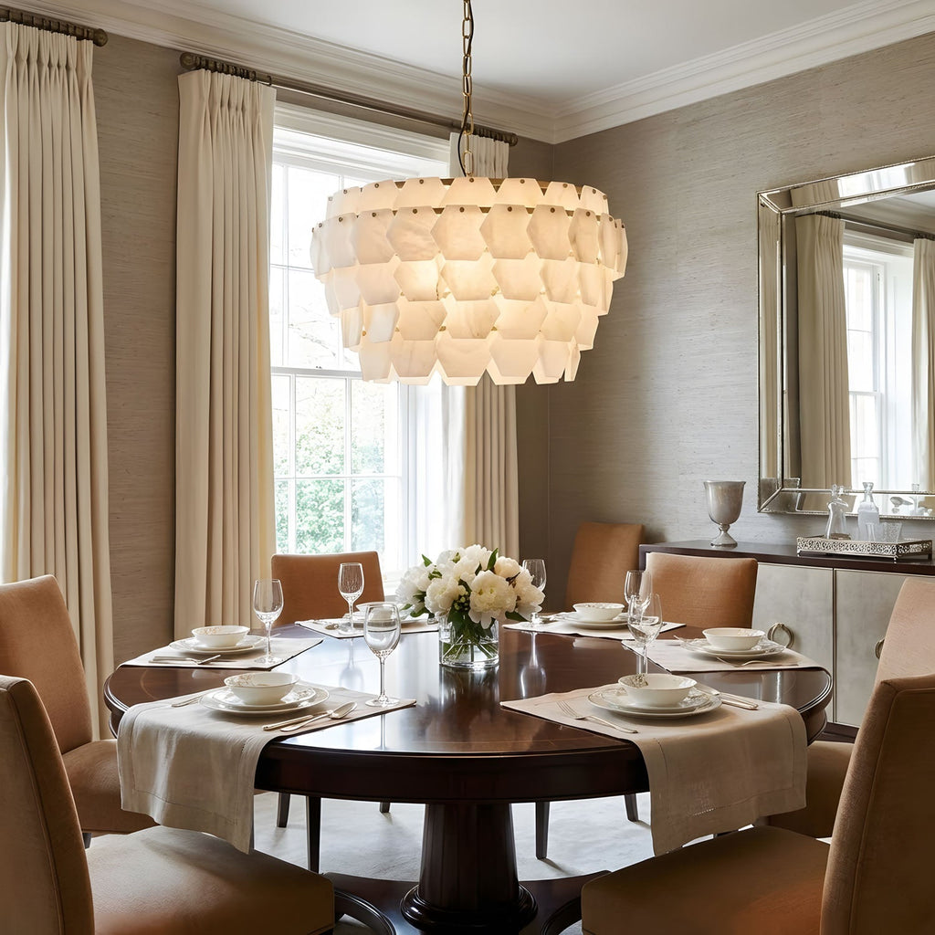 Elegant Hexa Cloud Alabaster Pendant Light - Luxvena