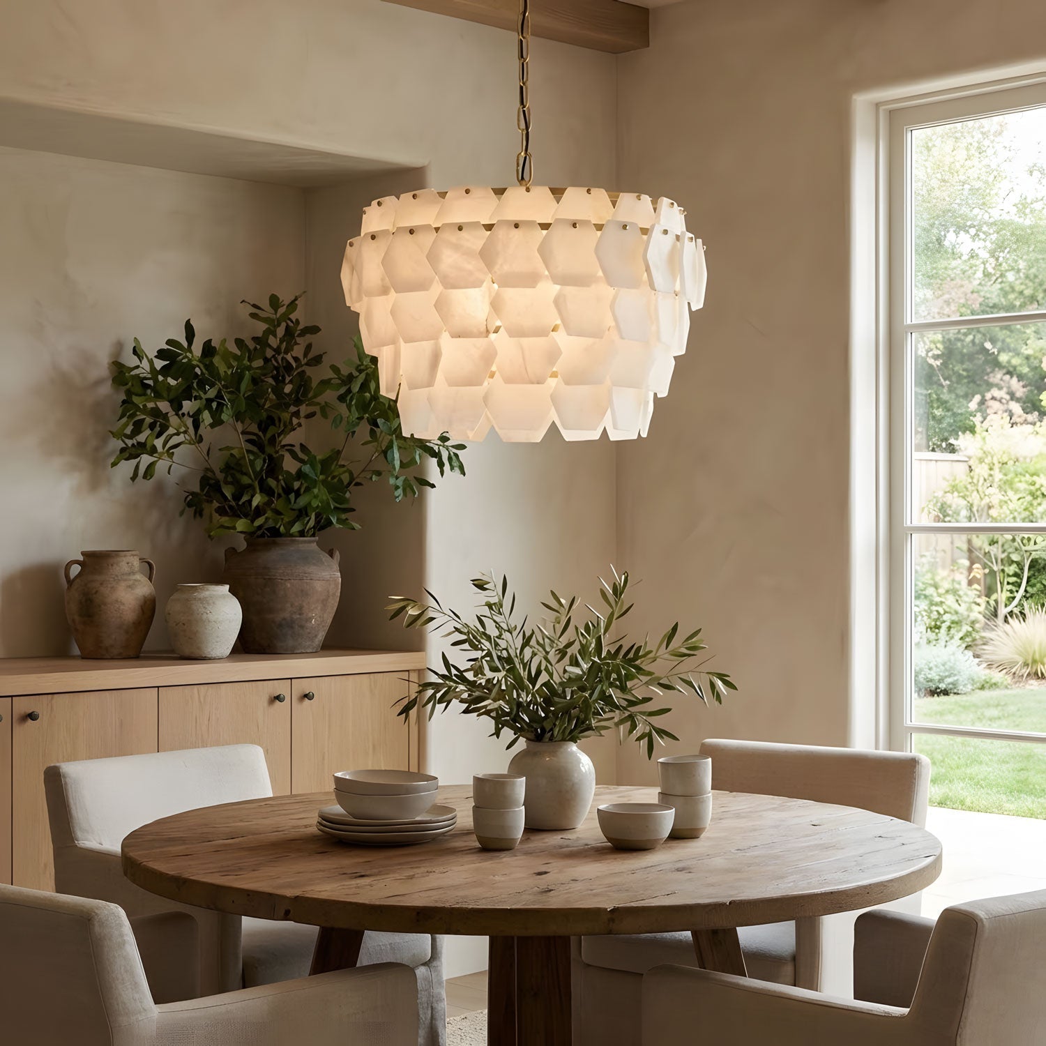 Elegant Hexa Cloud Alabaster Pendant Light - Luxvena