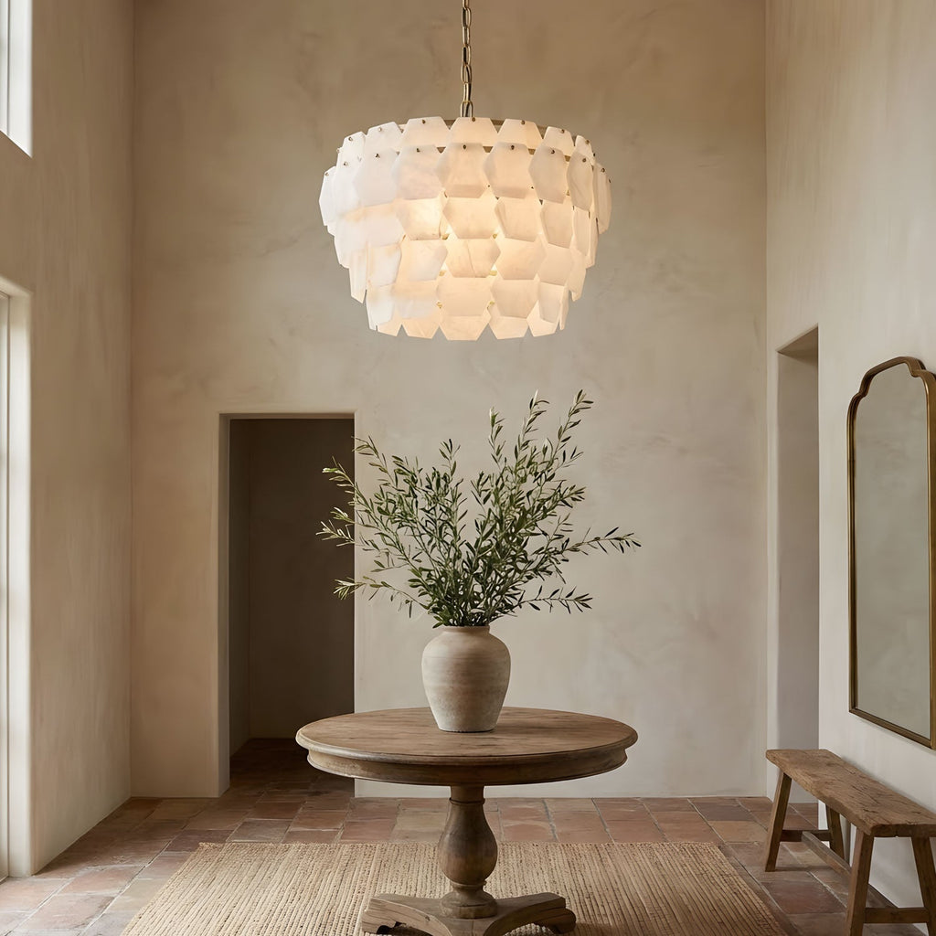 Elegant Hexa Cloud Alabaster Pendant Light - Luxvena