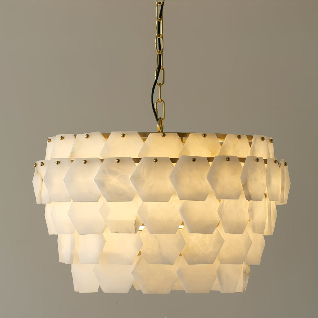 Elegant Hexa Cloud Alabaster Pendant Light - Luxvena