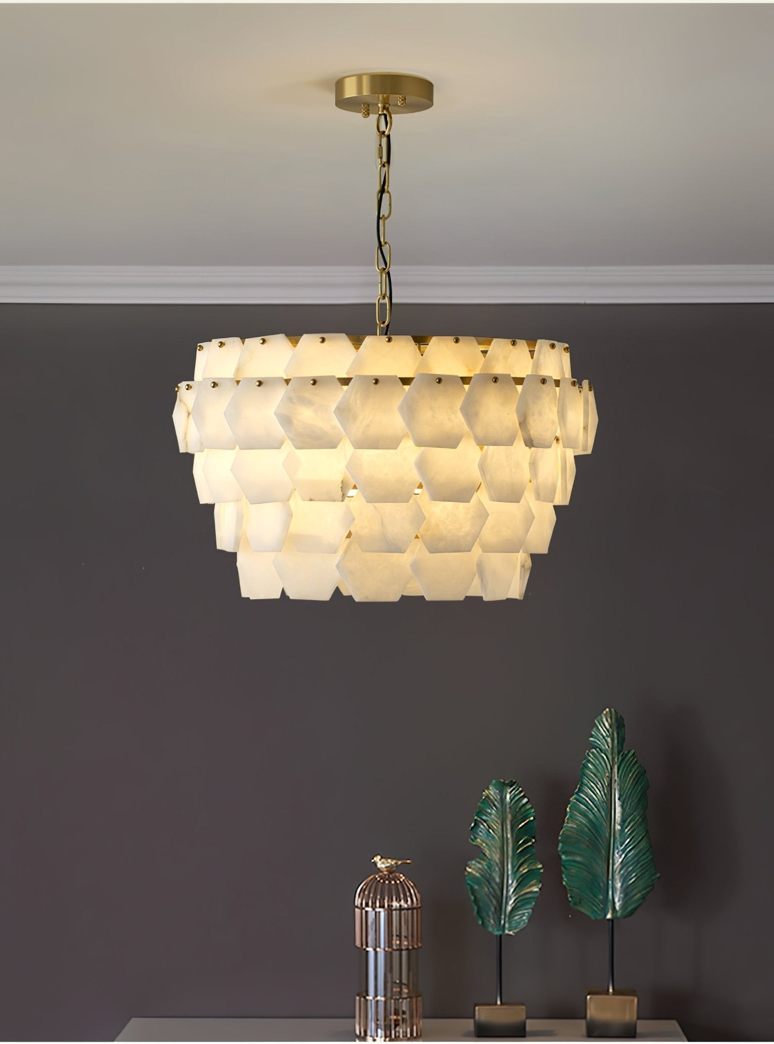 Elegant Hexa Cloud Alabaster Pendant Light - Luxvena