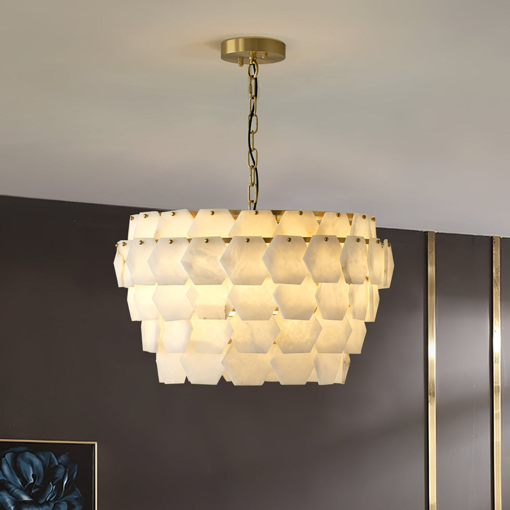 Elegant Hexa Cloud Alabaster Pendant Light - Luxvena