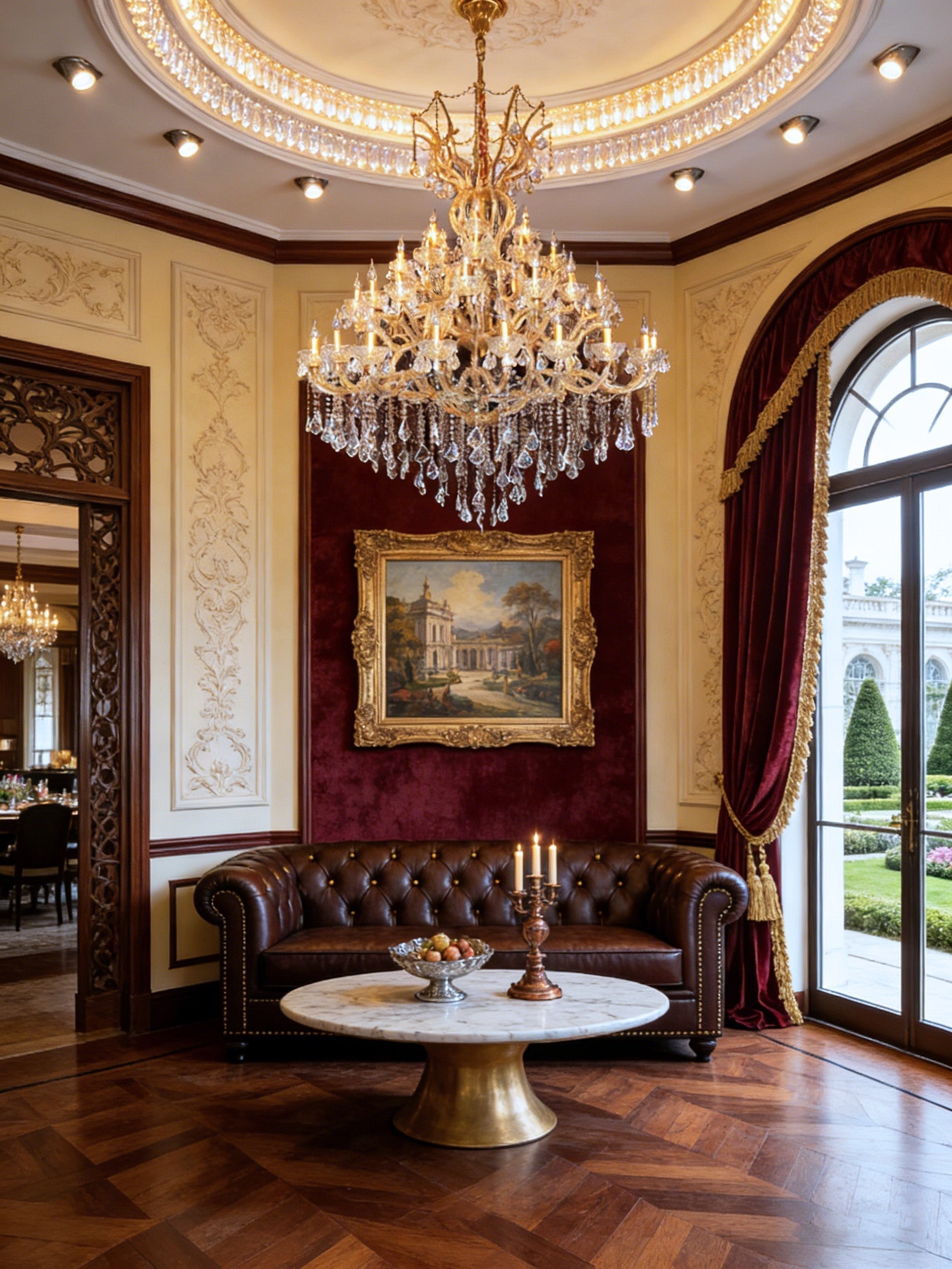 60 Lights Big Gold Maria Theresa Chandelier 67X79 Inch Large Crystal Chandelier for High Ceiling Foyer
