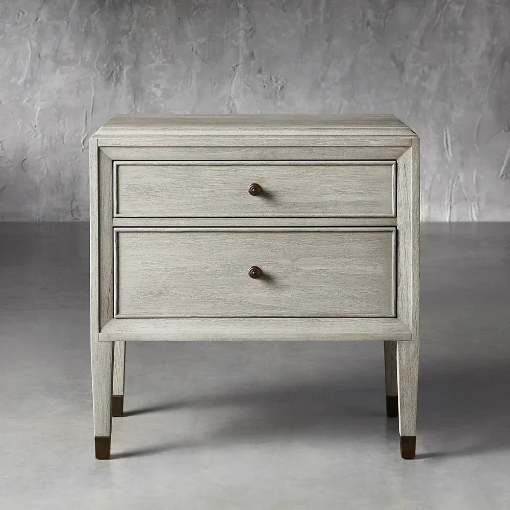 Lenox Wood Nightstand French Antique Bedside table With Two Drawers Chest