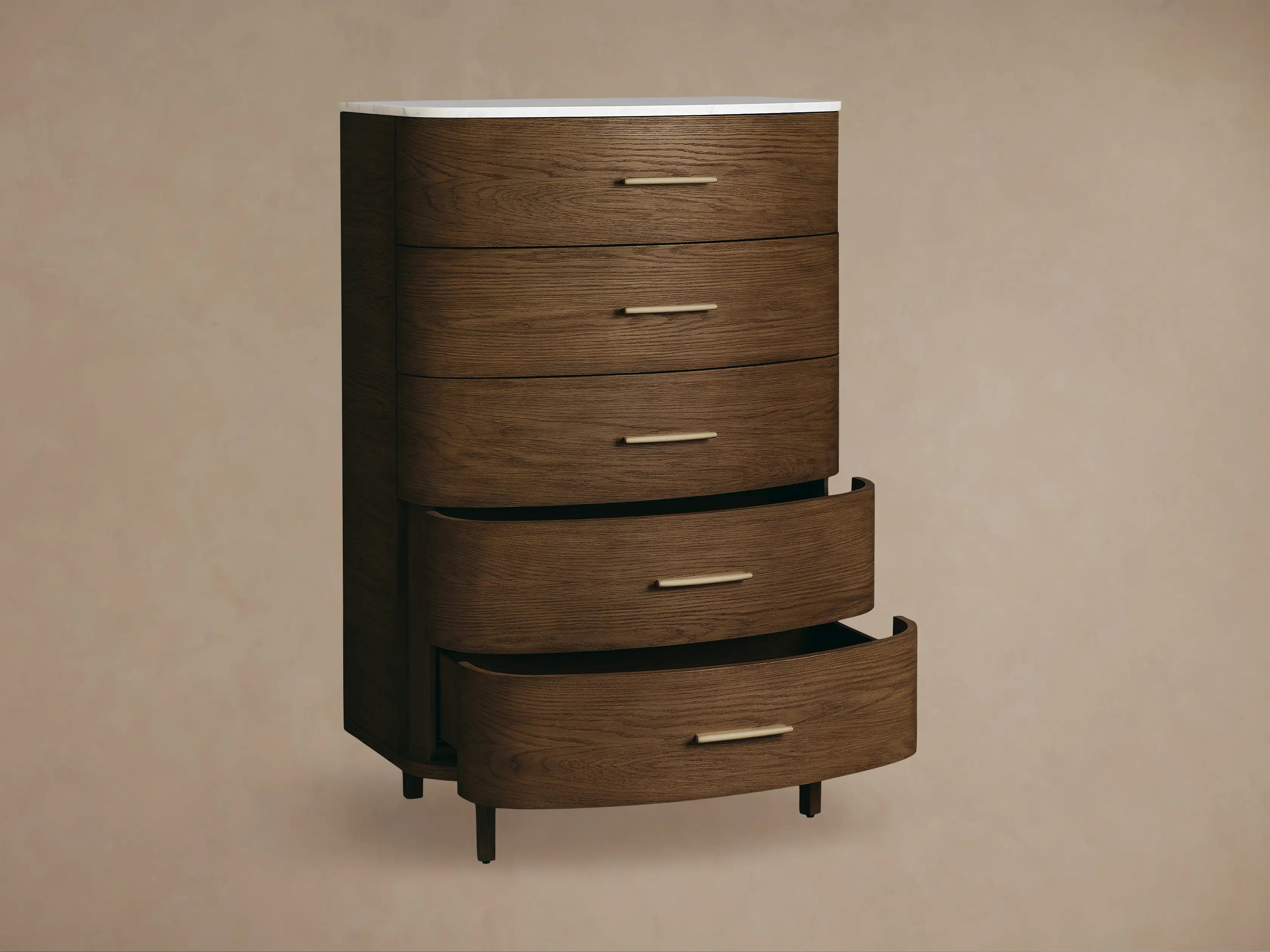Danny Five-Drawer Dresser with Marble Top and Soft-Close Drawers