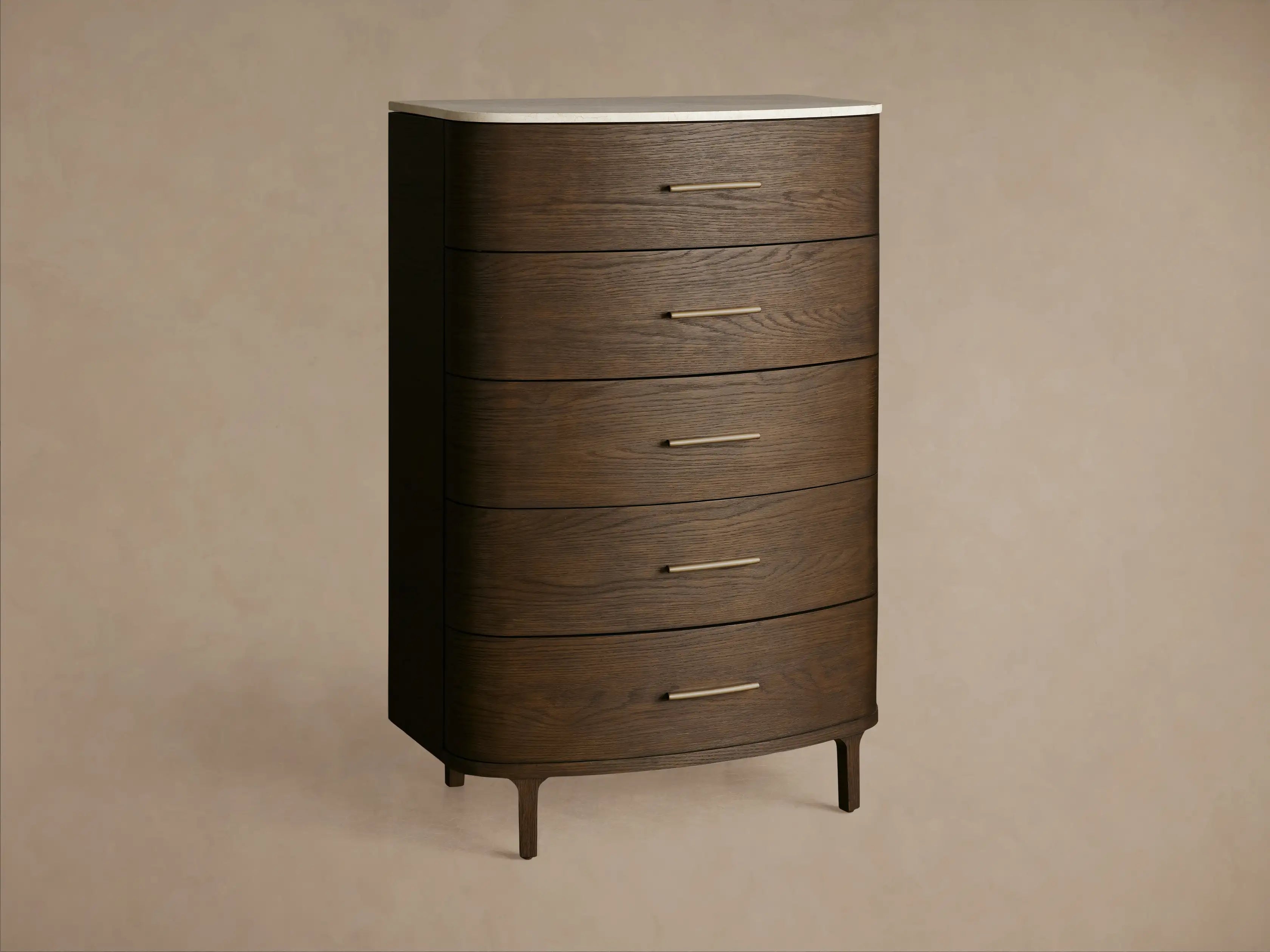 Danny Five-Drawer Dresser with Marble Top and Soft-Close Drawers