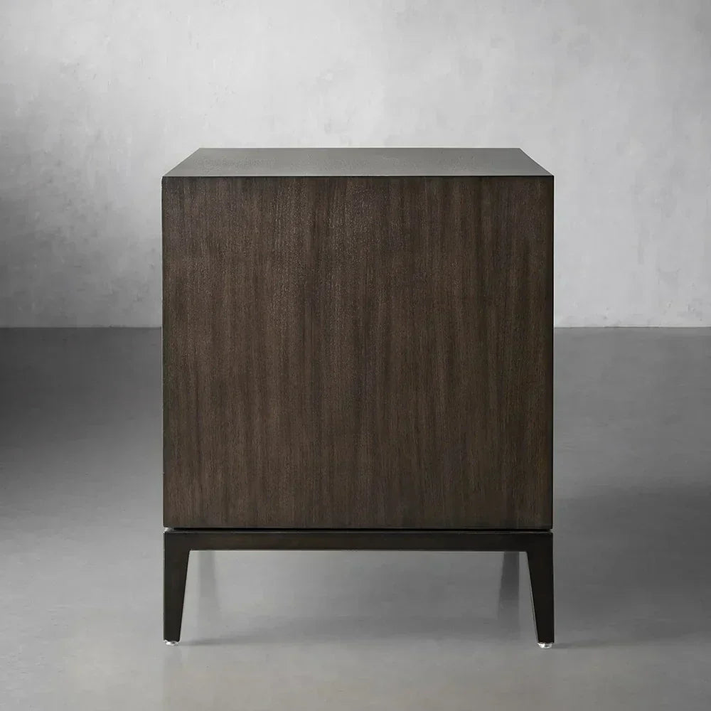 Malone Wood Nightstand Bedside Drawers Chest Table with Leather Insets
