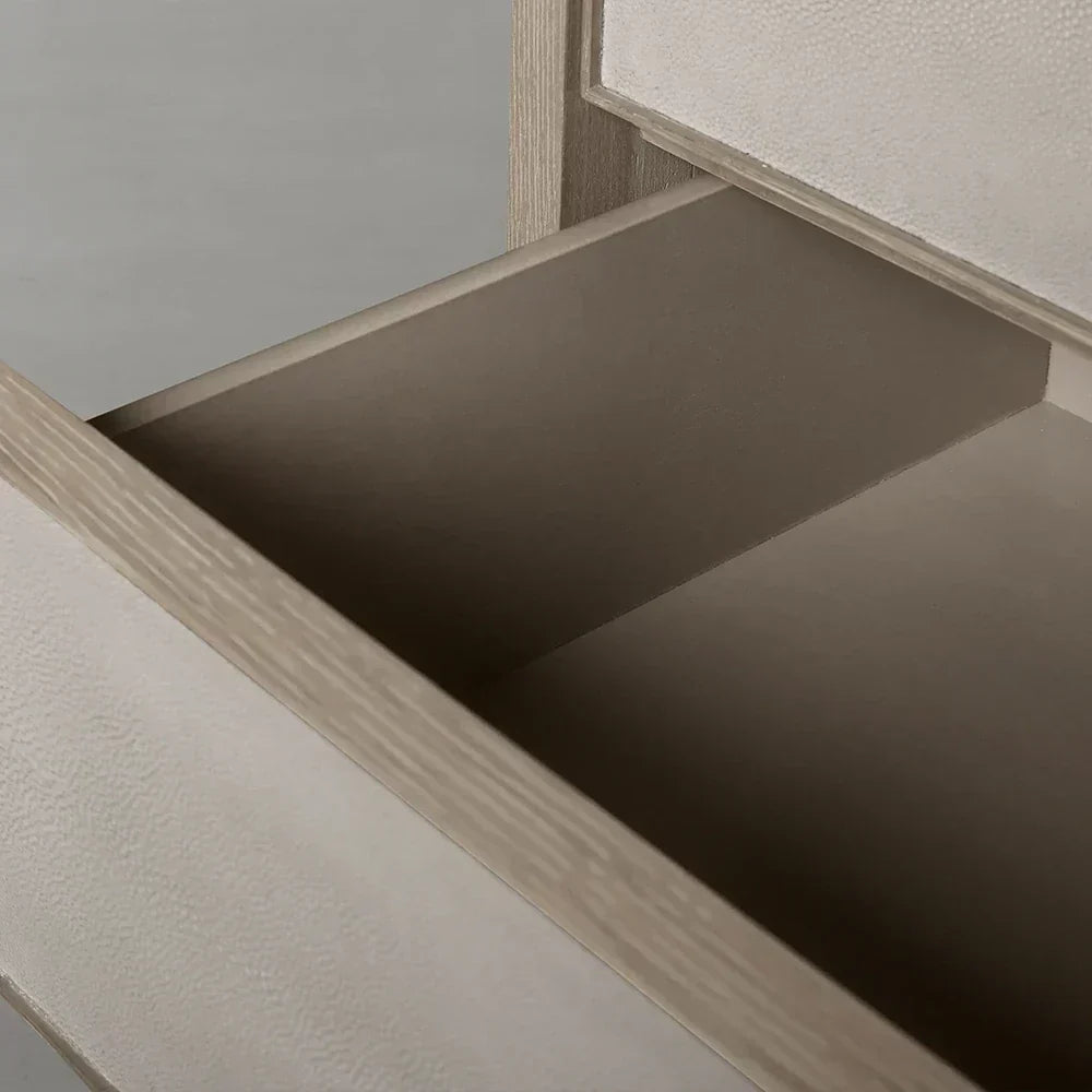 Malone Wood Nightstand Bedside Drawers Chest Table with Leather Insets