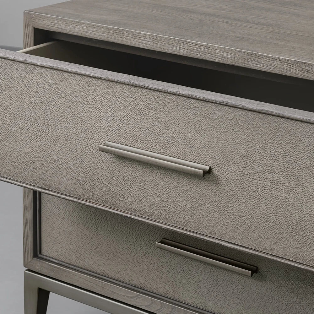 Malone Wood Nightstand Bedside Drawers Chest Table with Leather Insets